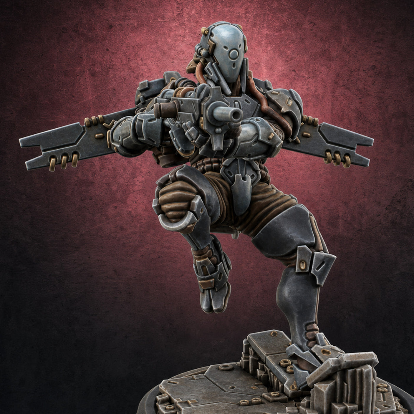 Gun Toting Leaping Warforged Trooper I — painted concept preview (miniature supplied unpainted)
