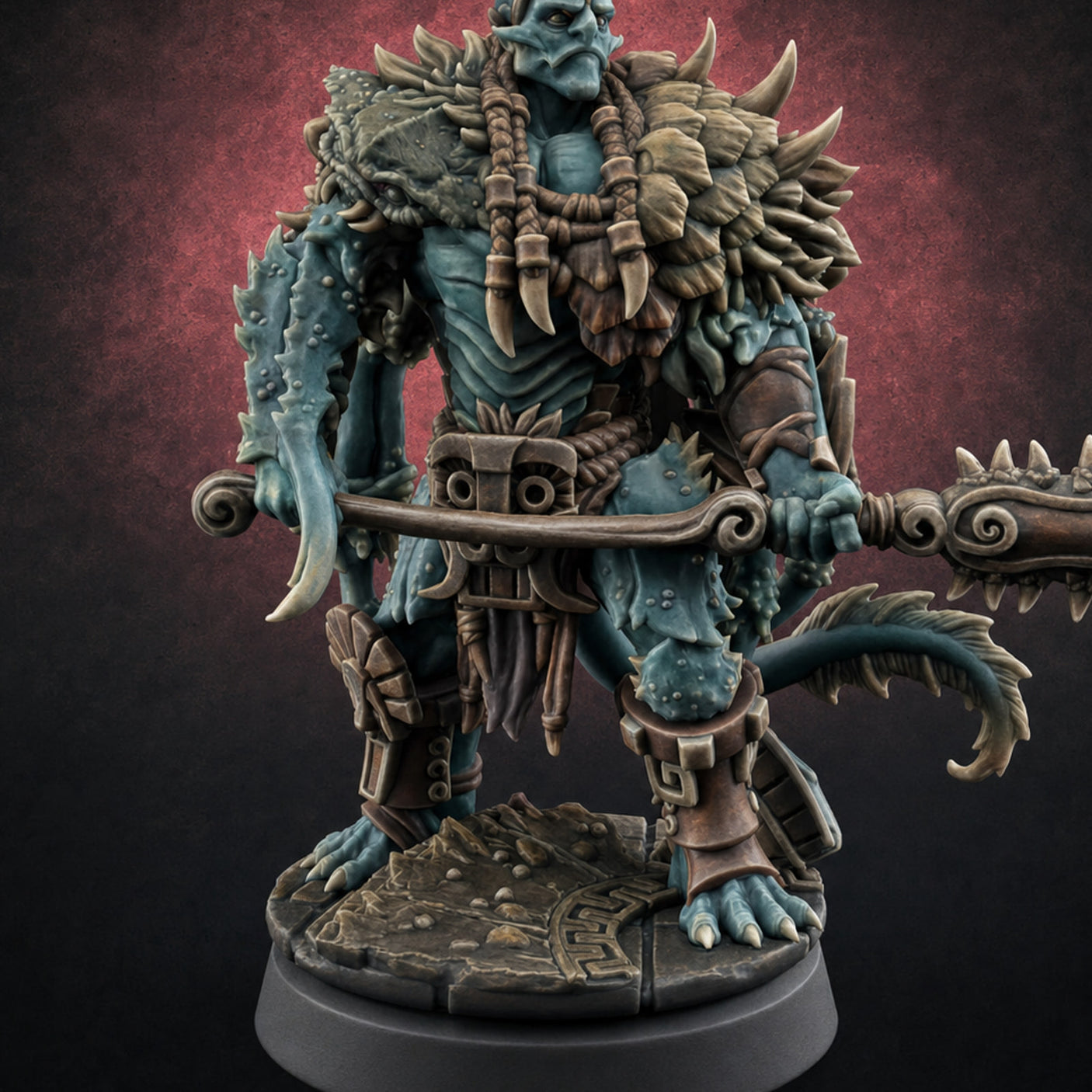 Spiked Club Dragging Sahuagin Baron Miniature for Dungeons and Dragons, Pathfinder or other TTRPGs