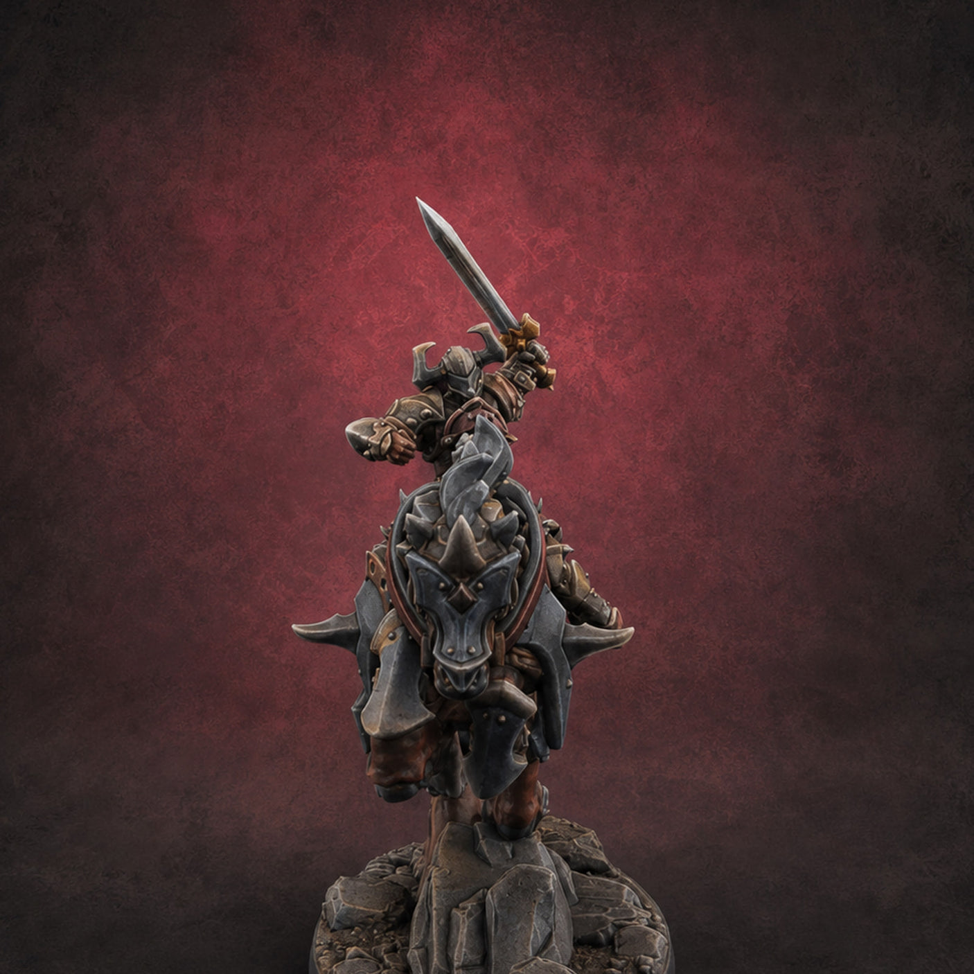 Fist Raised Triumphant War Stallion Warlord H — painted concept preview (miniature supplied unpainted)
