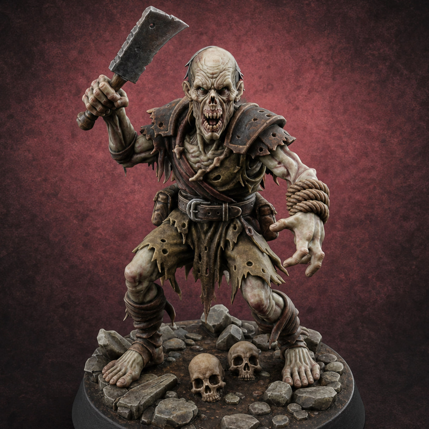 Cleaver Raised Hungry Zombie Brute — painted concept preview (miniature supplied unpainted)