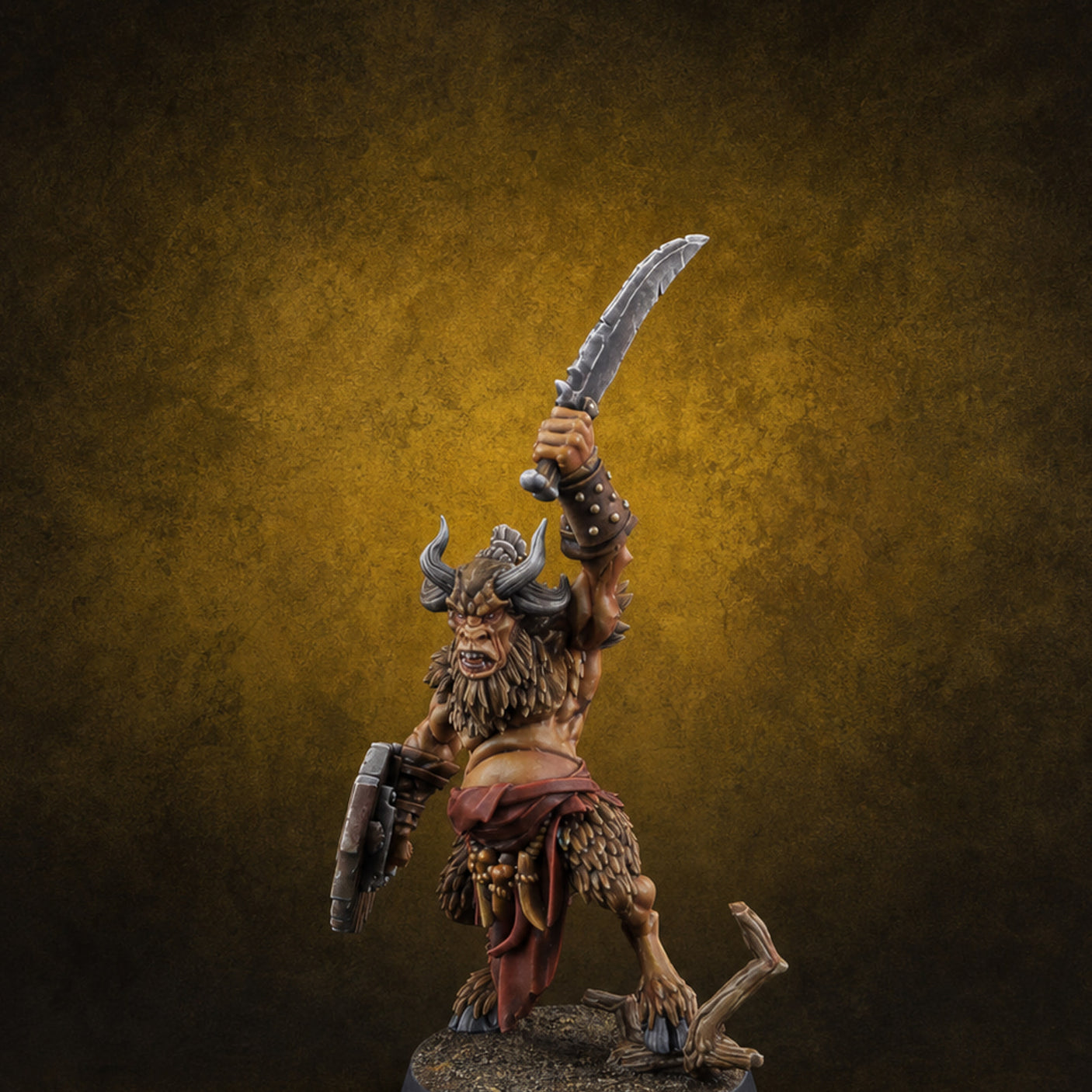 Horn Blowing Rally Satyr Warband F — painted concept preview (miniature supplied unpainted)