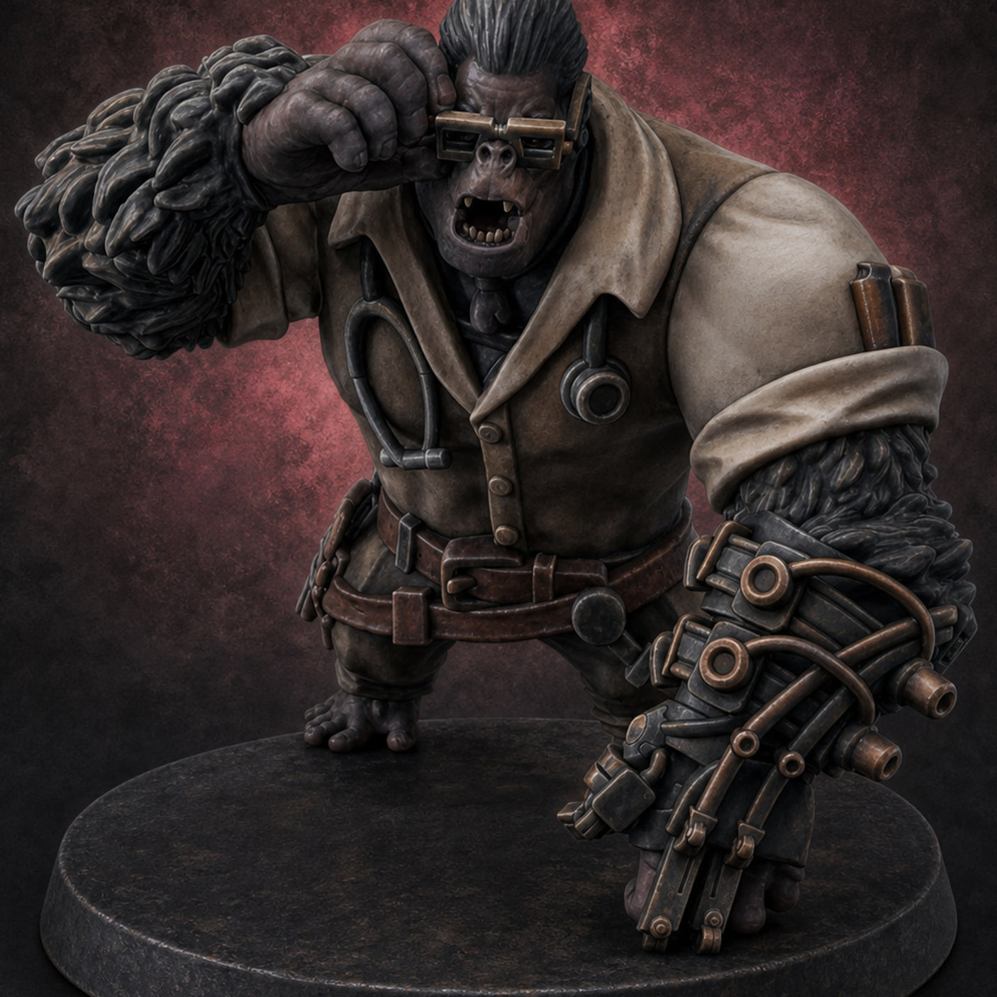 Glasses Adjusting Cyborg Gorilla Artificer — painted concept preview (miniature supplied unpainted)