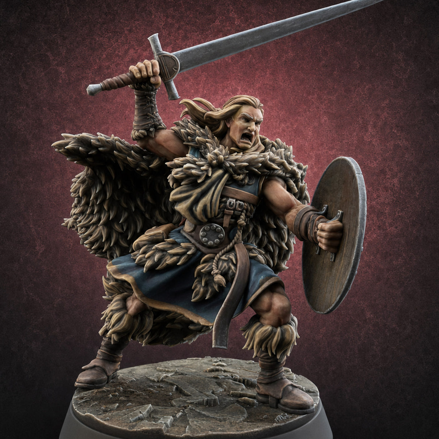 Sword and Board Northman Fighter Miniature for Dungeons and Dragons, Pathfinder or other TTRPGs