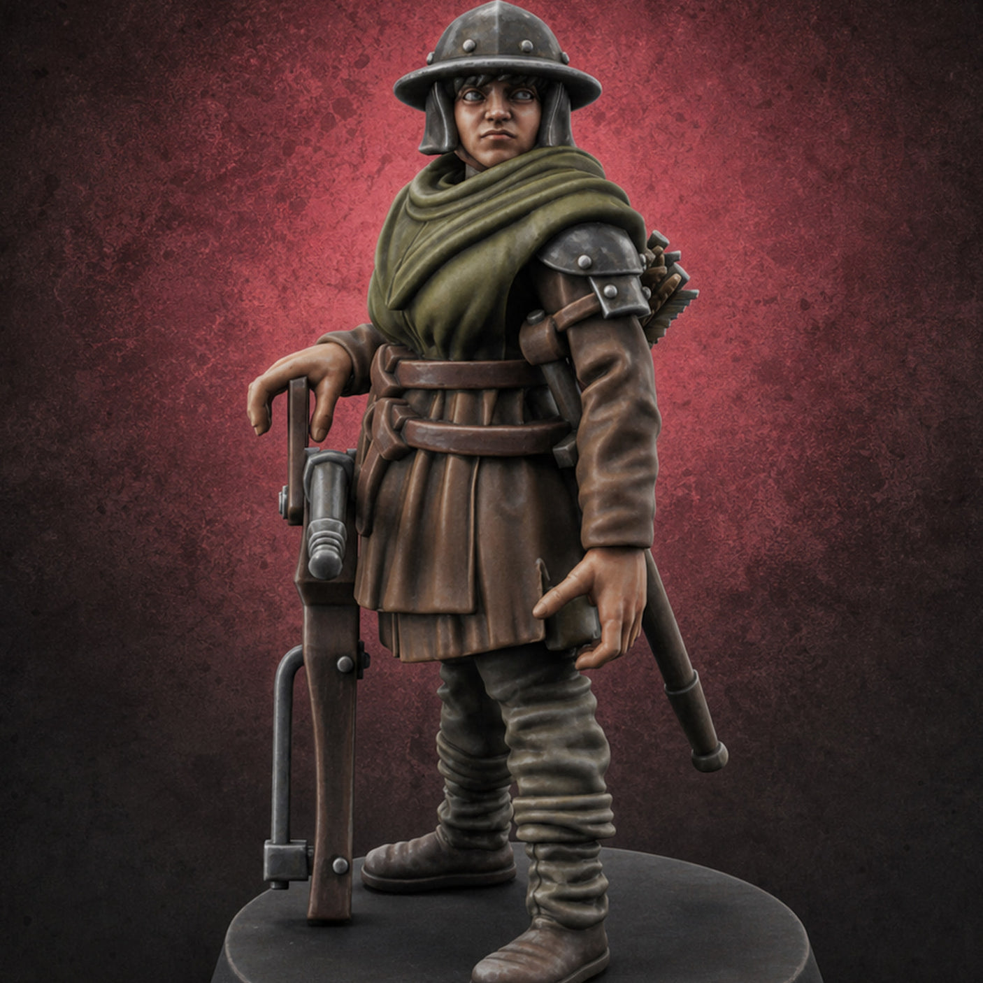 Shouldering The Load Human Crossbowwomen A — painted concept preview (miniature supplied unpainted)