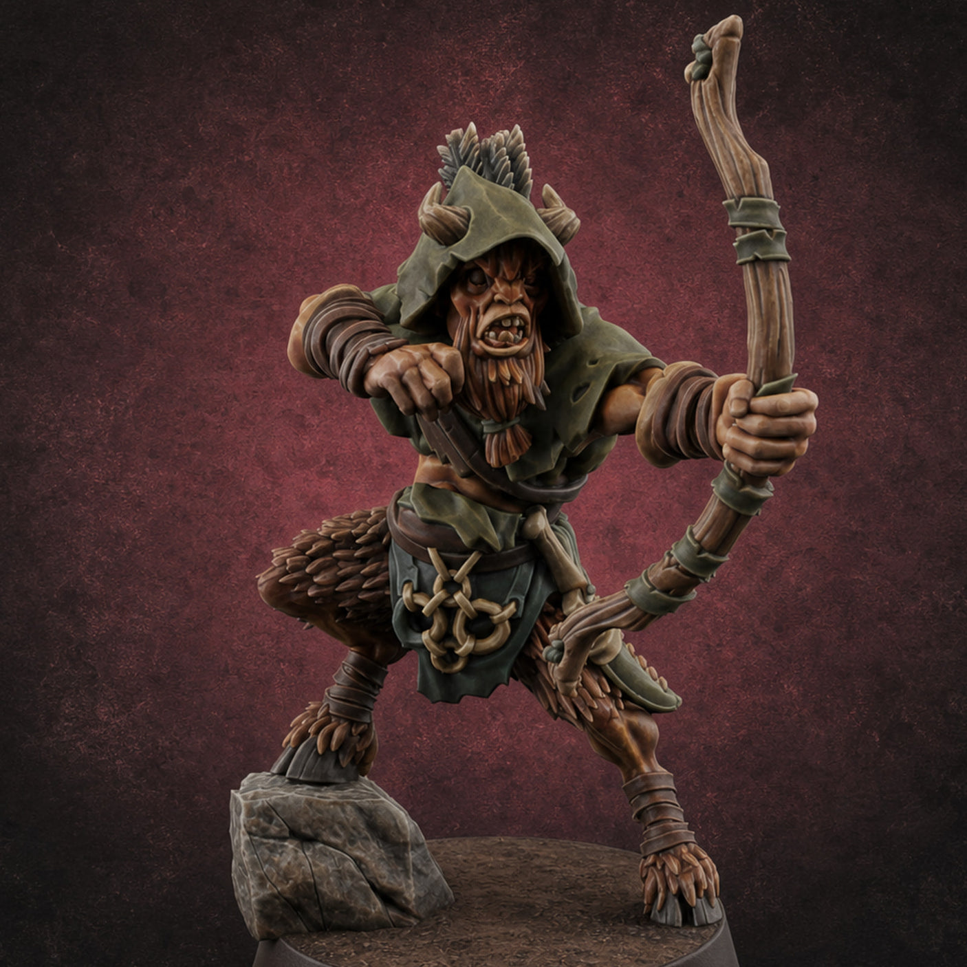 Nocking And Loosing Satyr Archer D Miniature for Dungeons and Dragons, Pathfinder or other TTRPGs