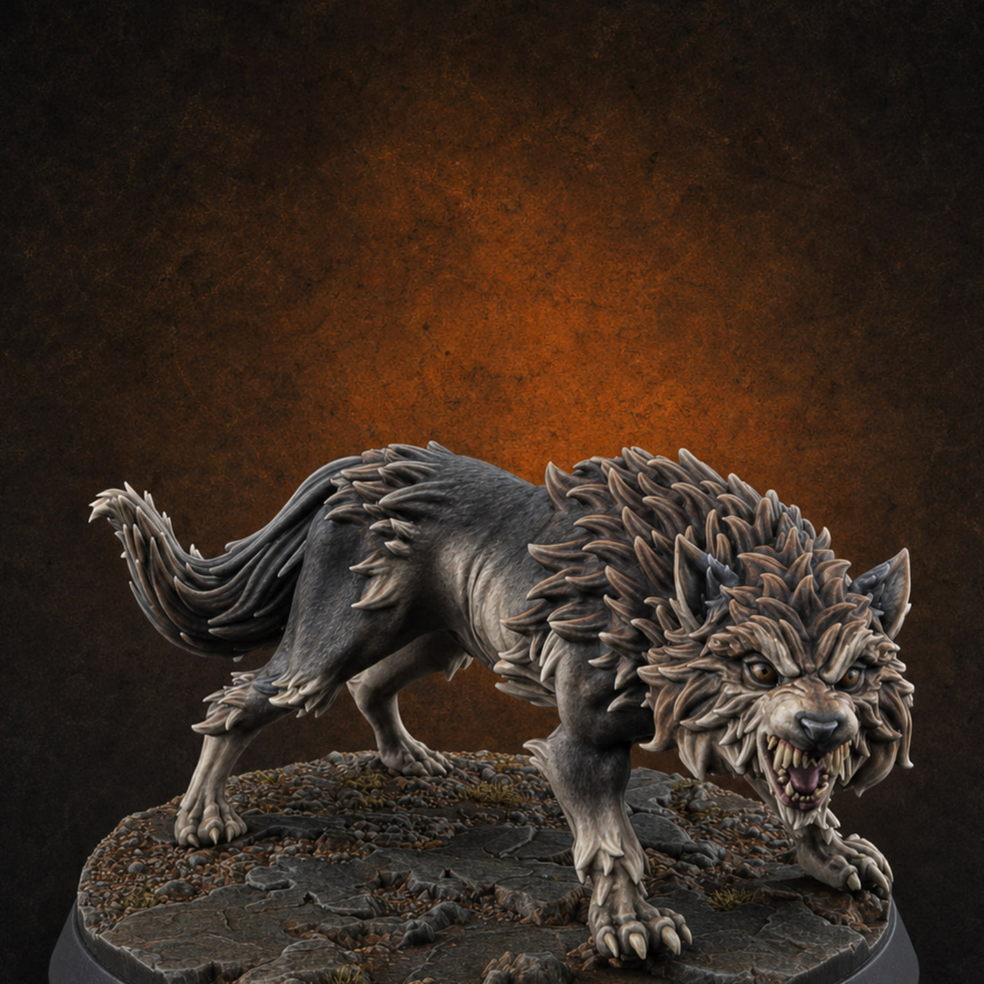 Sniffing The Ground Wolf Miniature for Dungeons and Dragons, Pathfinder or other TTRPGs