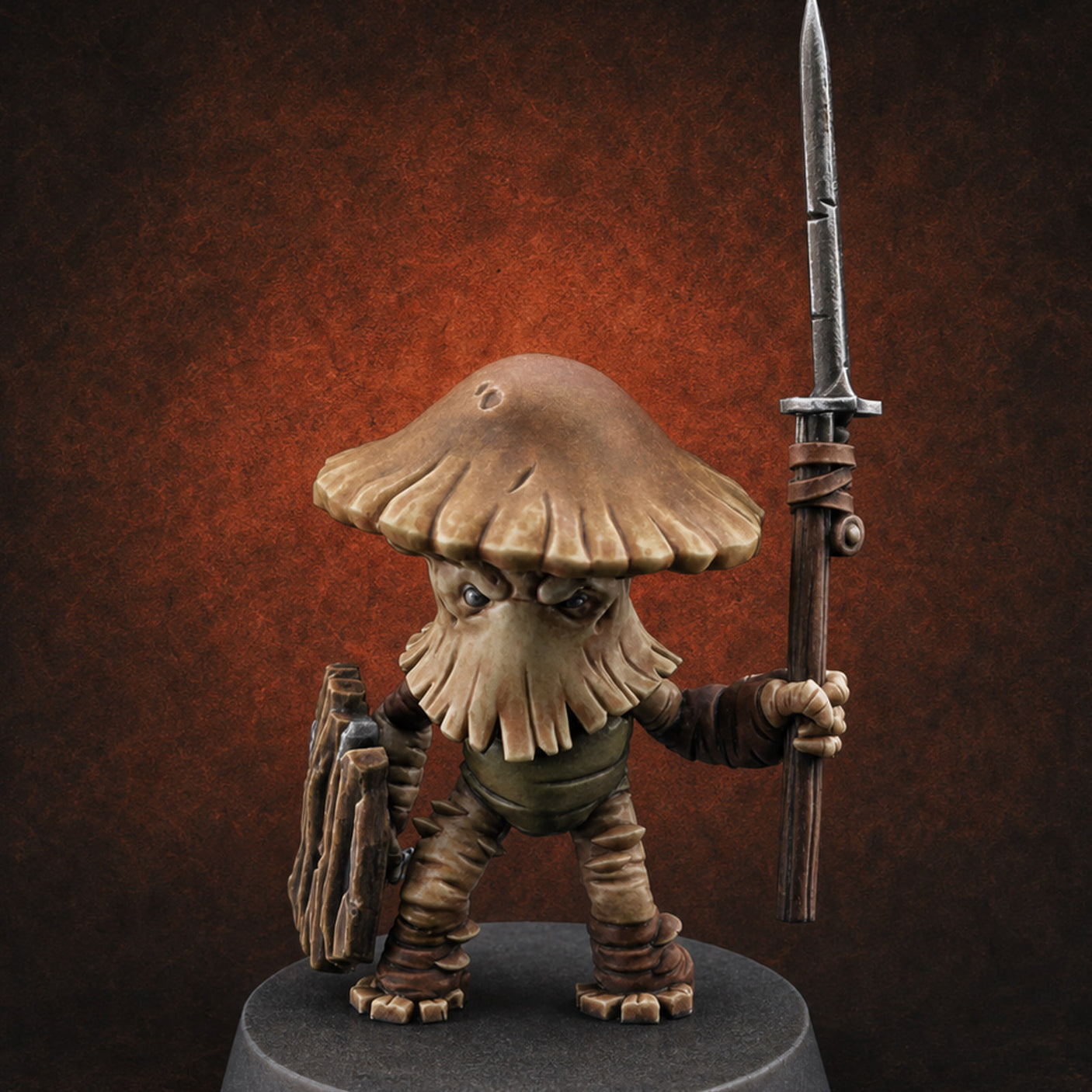 Spore Spearing Mushroom Warrior D Miniature for Dungeons and Dragons, Pathfinder or other TTRPGs