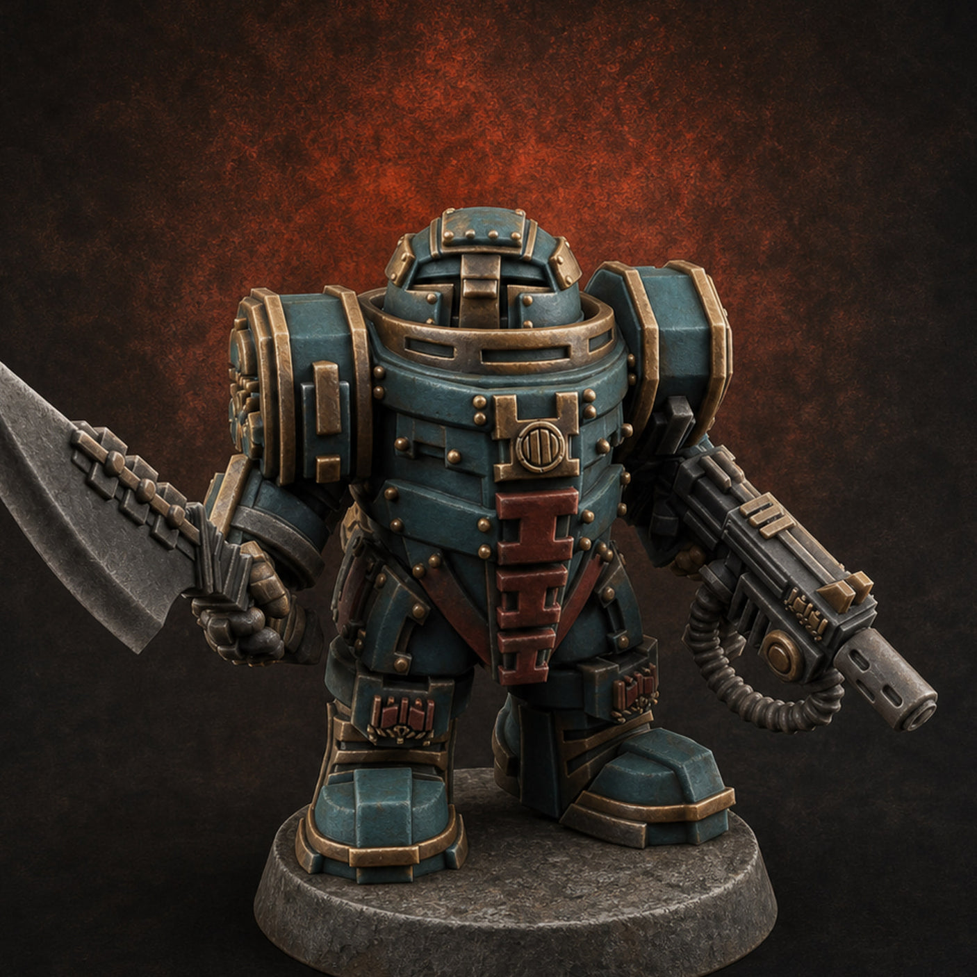 Fully Armoured Space Dwarf Troopers C — painted concept preview (miniature supplied unpainted)