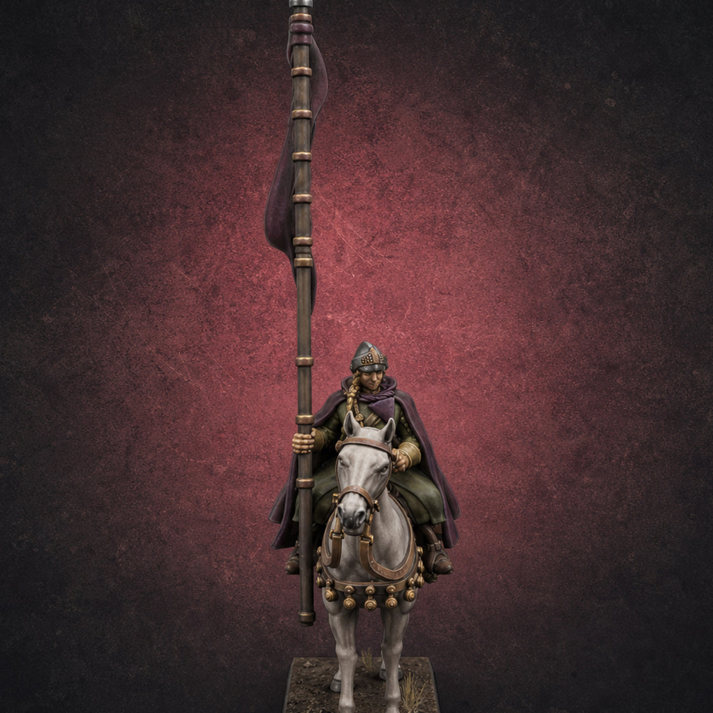 Trotting Human Flagbearer — painted concept preview (miniature supplied unpainted)