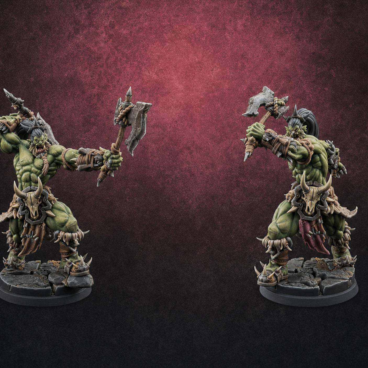 Stalwart Axe Orc Warriors — painted concept preview (miniature supplied unpainted)