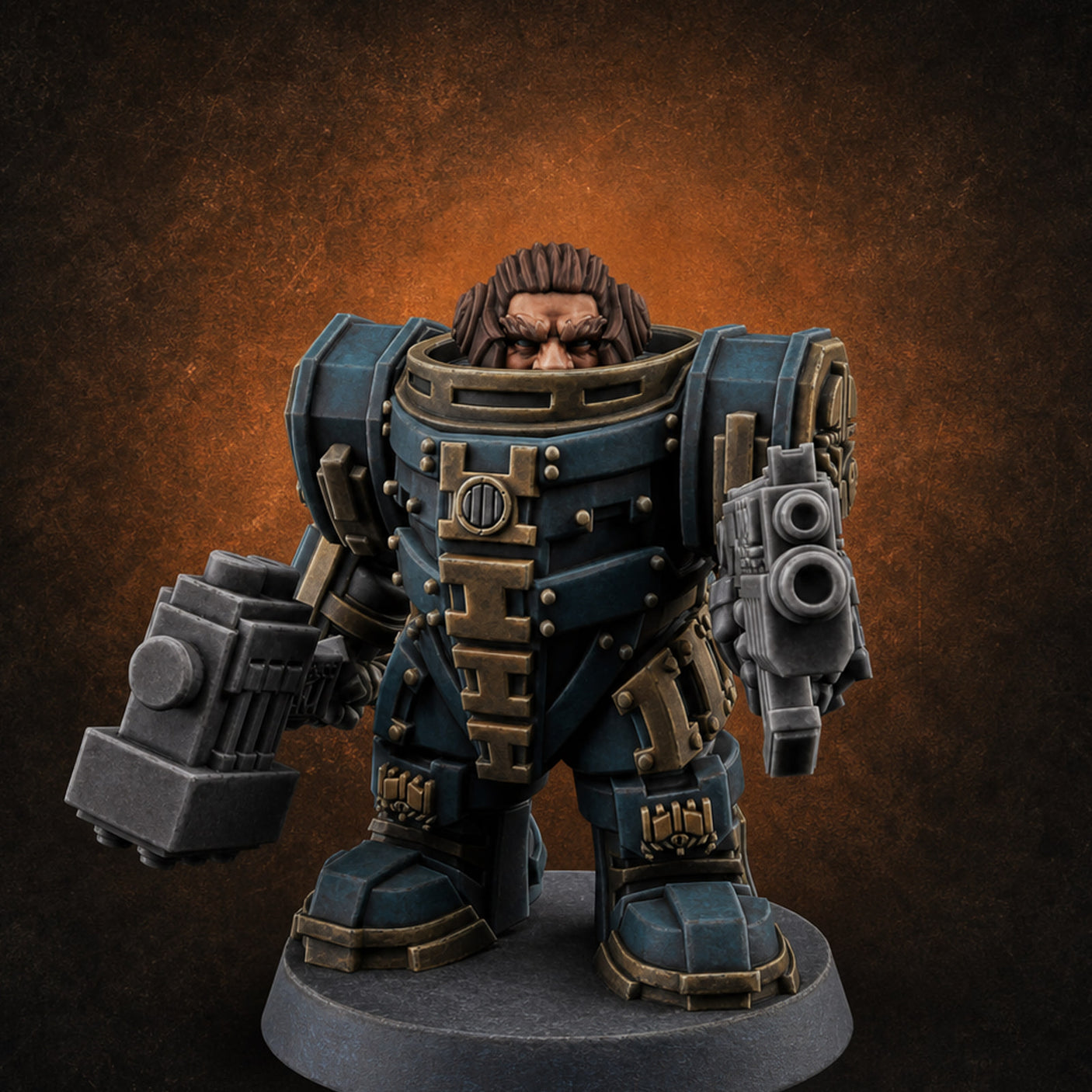 Fully Armoured Space Dwarf Troopers A — painted concept preview (miniature supplied unpainted)