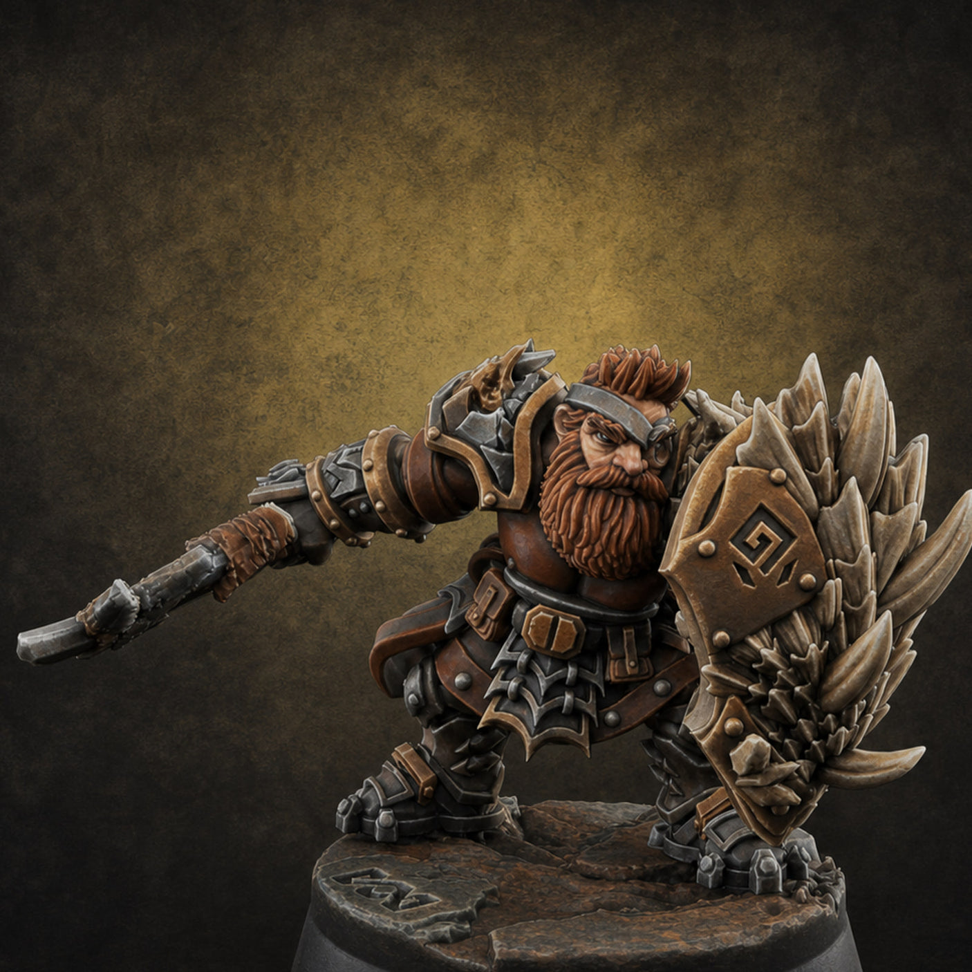 Smouldering Fire Dwarf Fighters I — painted concept preview (miniature supplied unpainted)