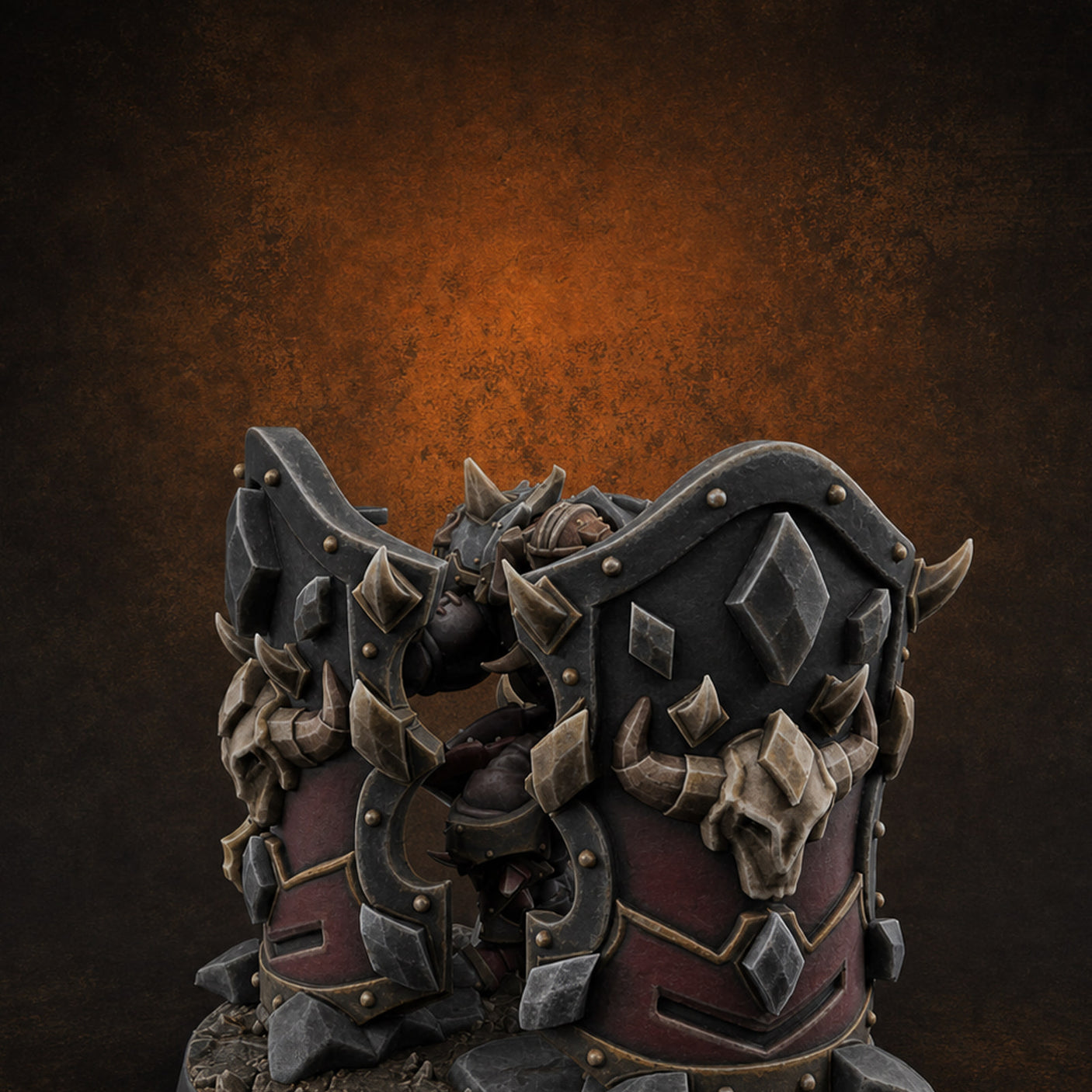 Heavy Shielded Demon Warriors C — painted concept preview (miniature supplied unpainted)