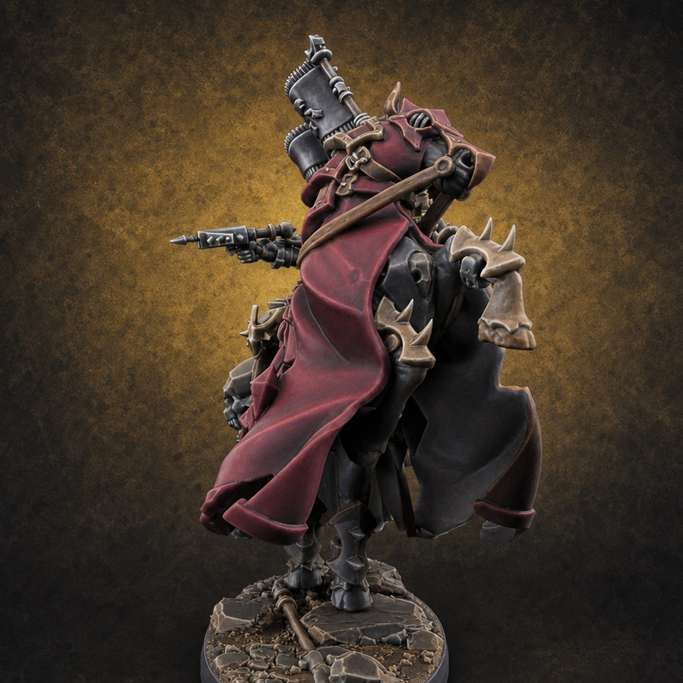 Ornate Saddle Towering Knight Rider C — painted concept preview (miniature supplied unpainted)