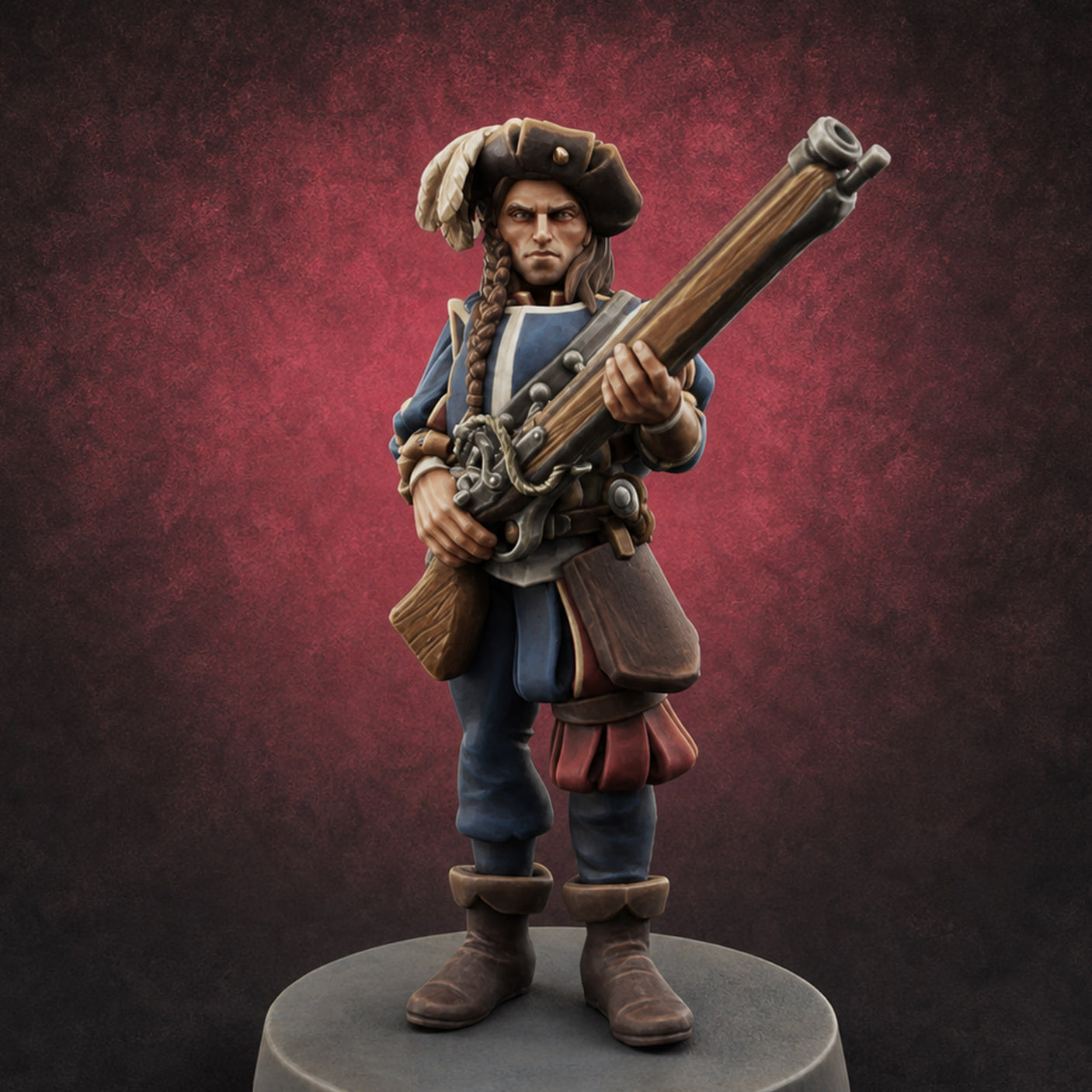 Musket Shouldered Dapper Human Musketeer Miniature for Dungeons and Dragons, Pathfinder or other TTRPGs