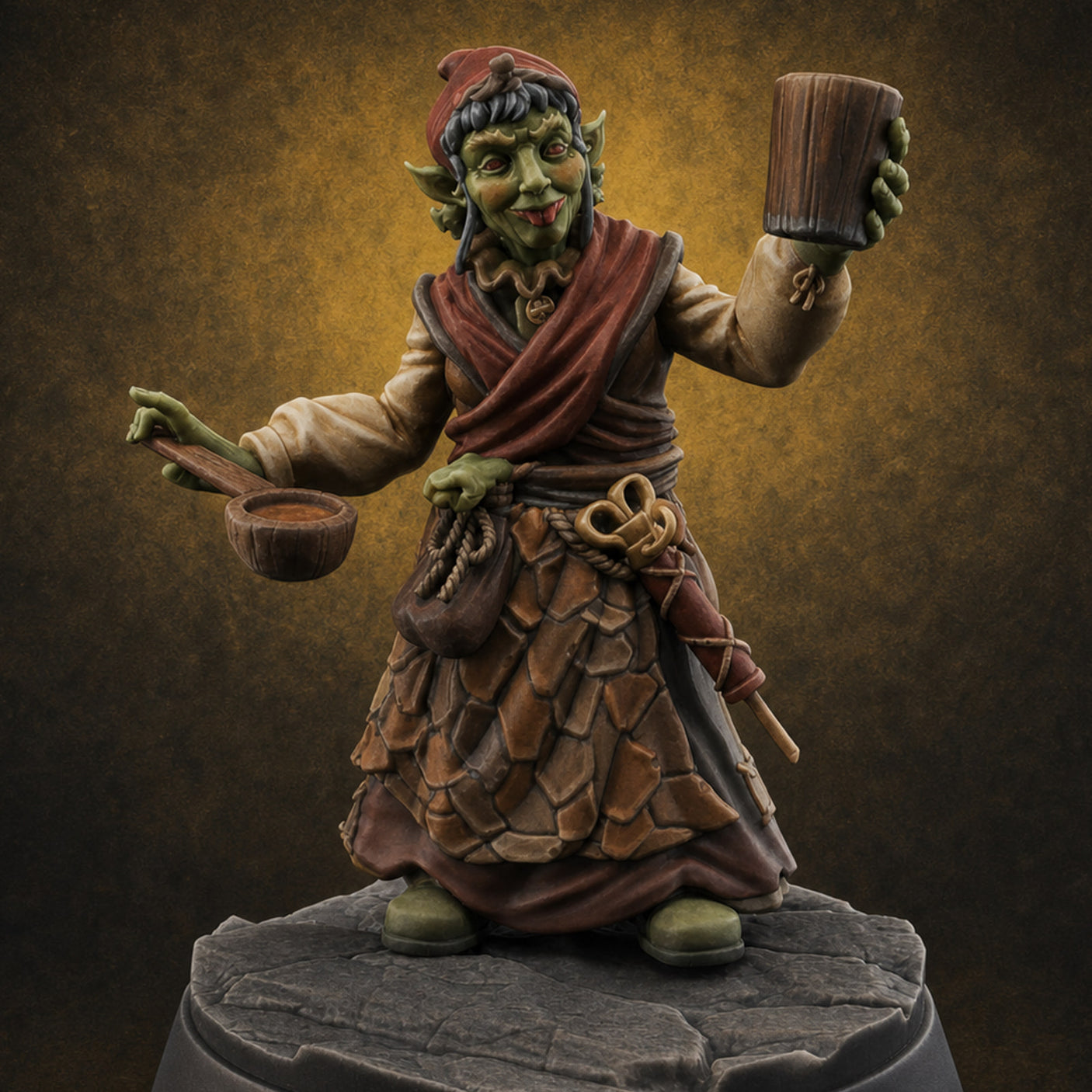 Juggling The Drinks Goblin Taverner Miniature for Dungeons and Dragons, Pathfinder or other TTRPGs