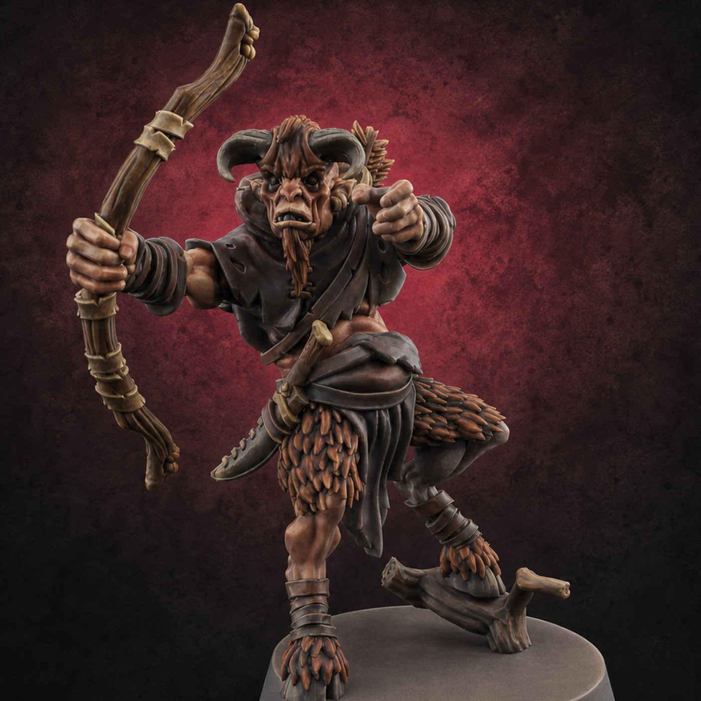 Nocking And Loosing Satyr Archer B Miniature for Dungeons and Dragons, Pathfinder or other TTRPGs