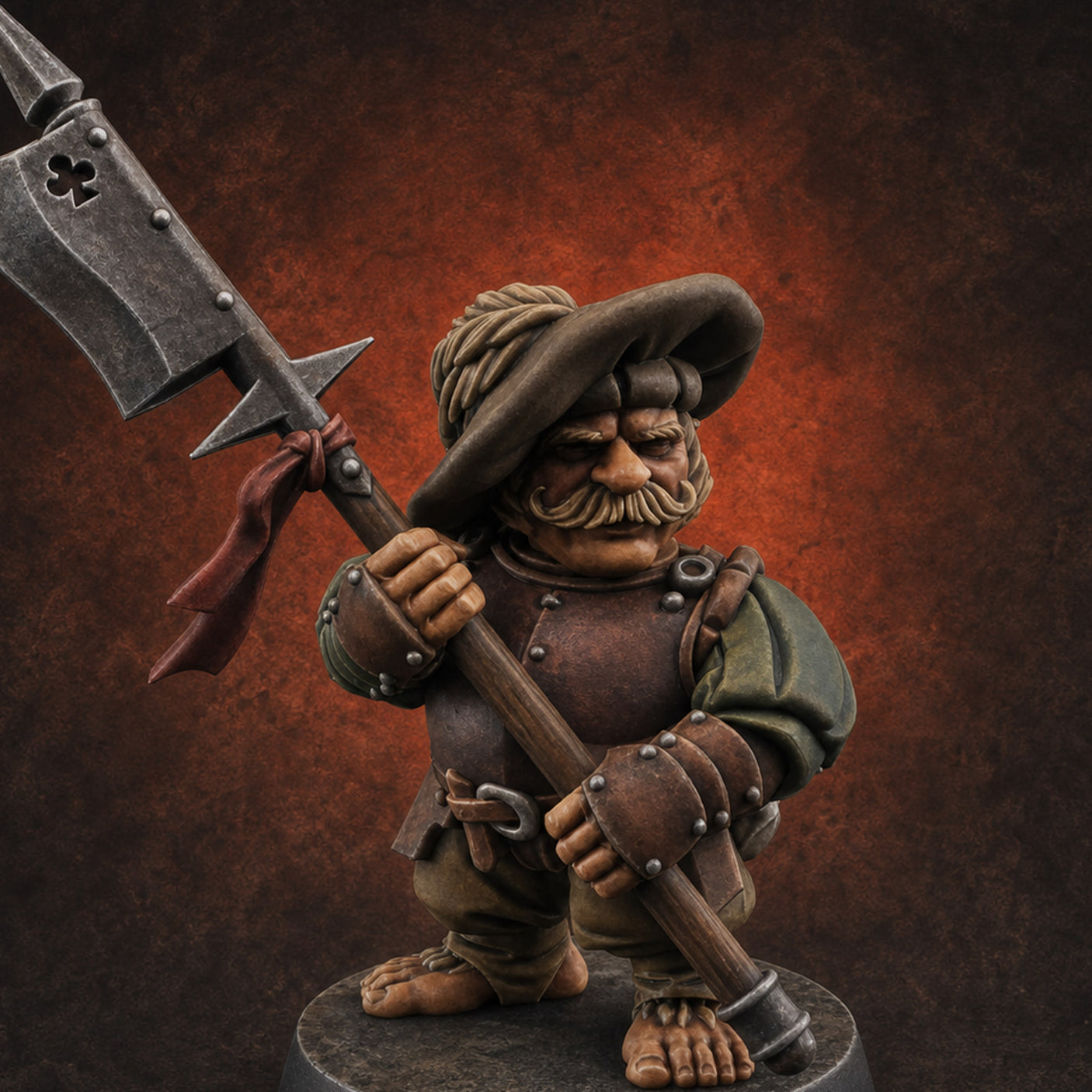 Feather Flourishing Halfling Halberdiers B — painted concept preview (miniature supplied unpainted)