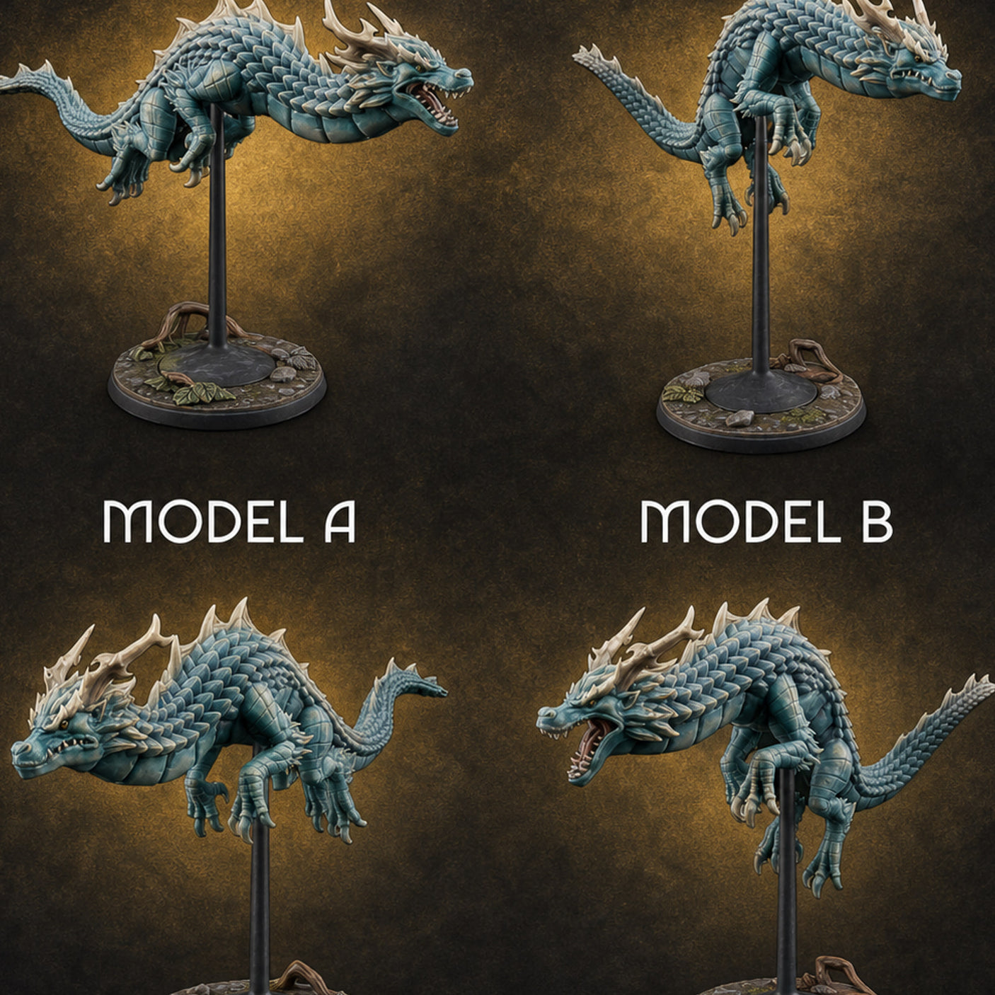 Perched And Calm Spirit Dragons Miniature for Dungeons and Dragons, Pathfinder or other TTRPGs