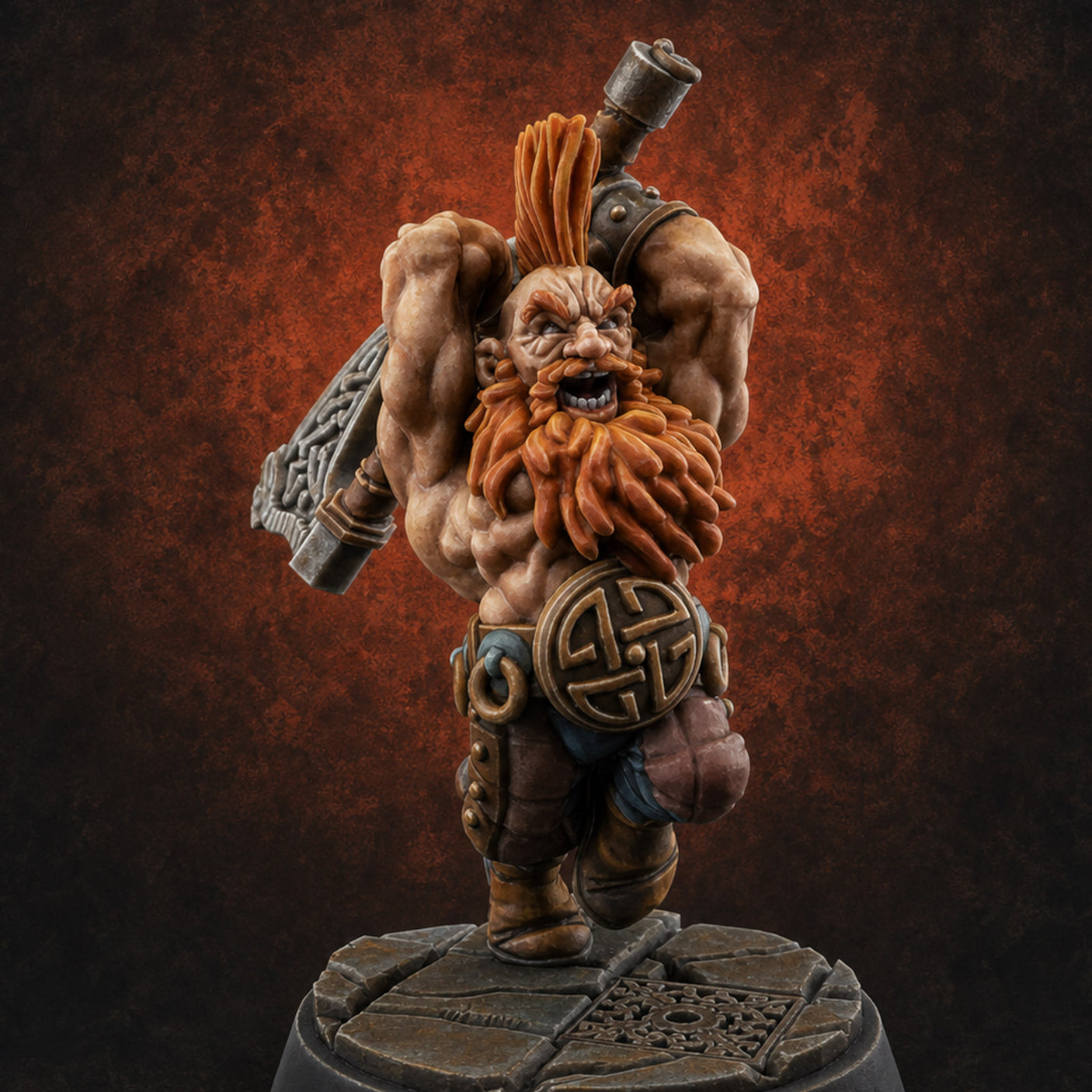 Fist Clenching Fury Dwarf Berserker — painted concept preview (miniature supplied unpainted)