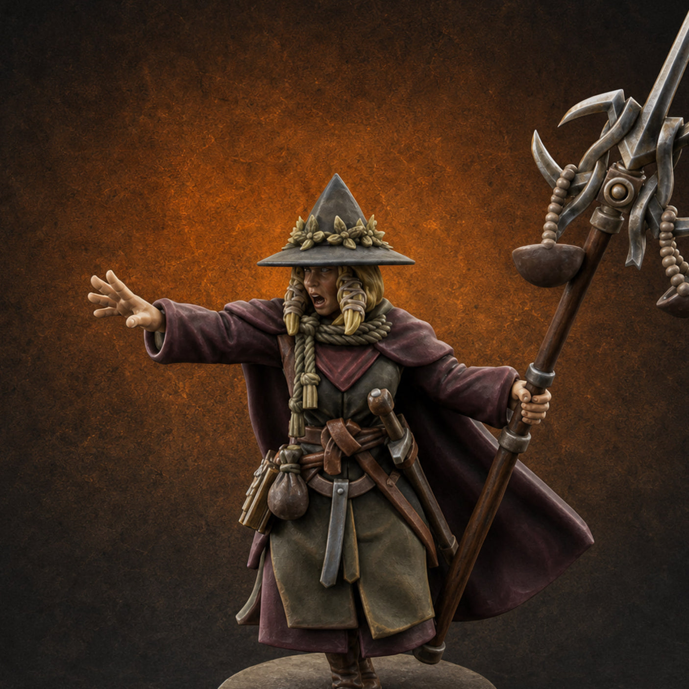 Staff Held High Human Wizard — painted concept preview (miniature supplied unpainted)