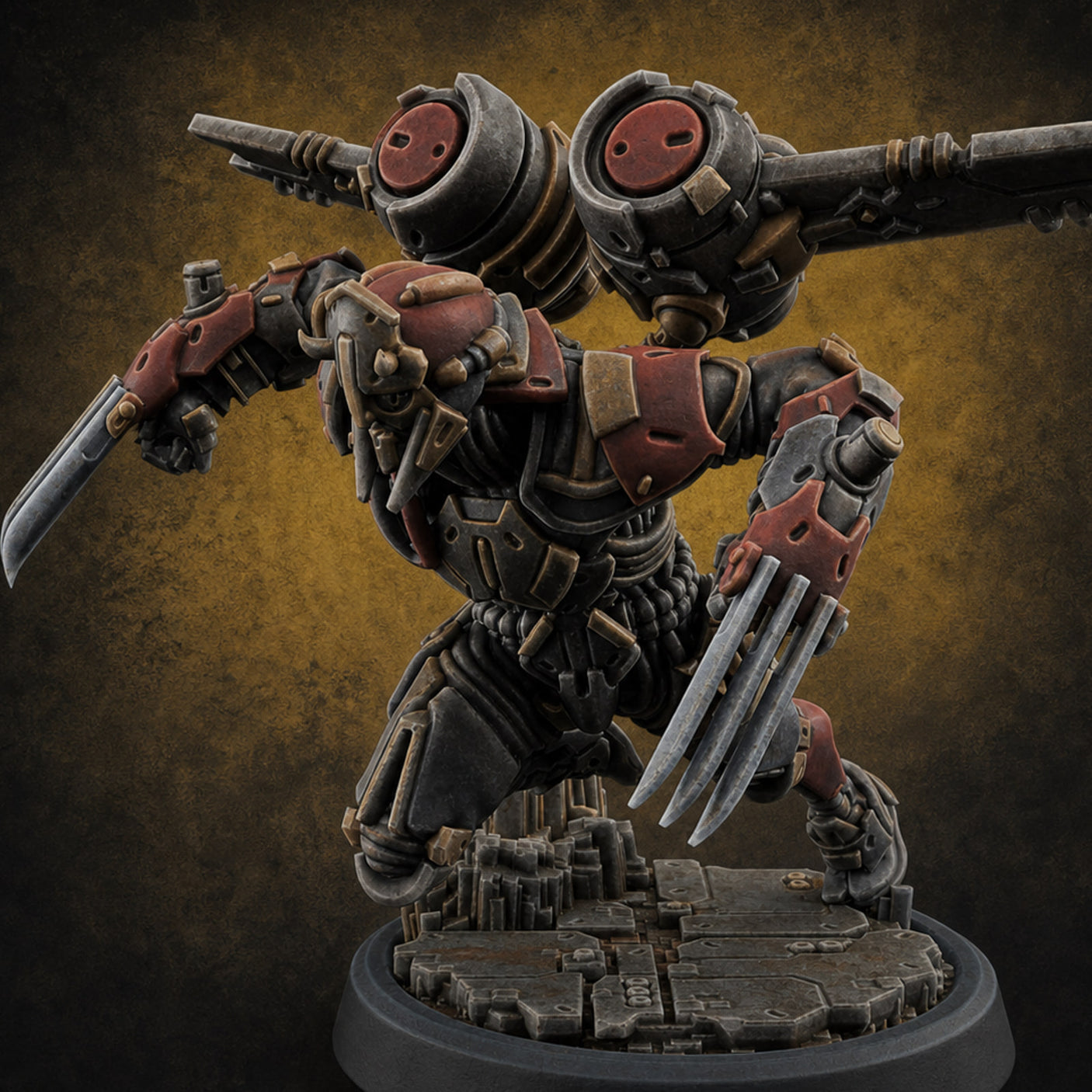 Gun Toting Leaping Warforged Trooper E — painted concept preview (miniature supplied unpainted)