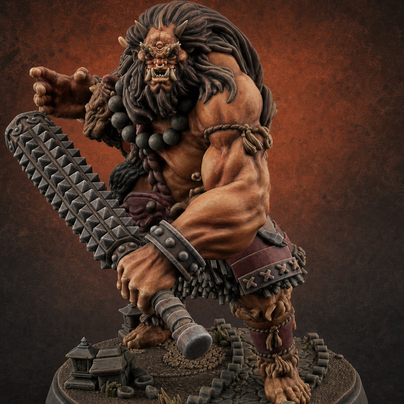 Shouldering The Cudgel Oni Brutes B — painted concept preview (miniature supplied unpainted)