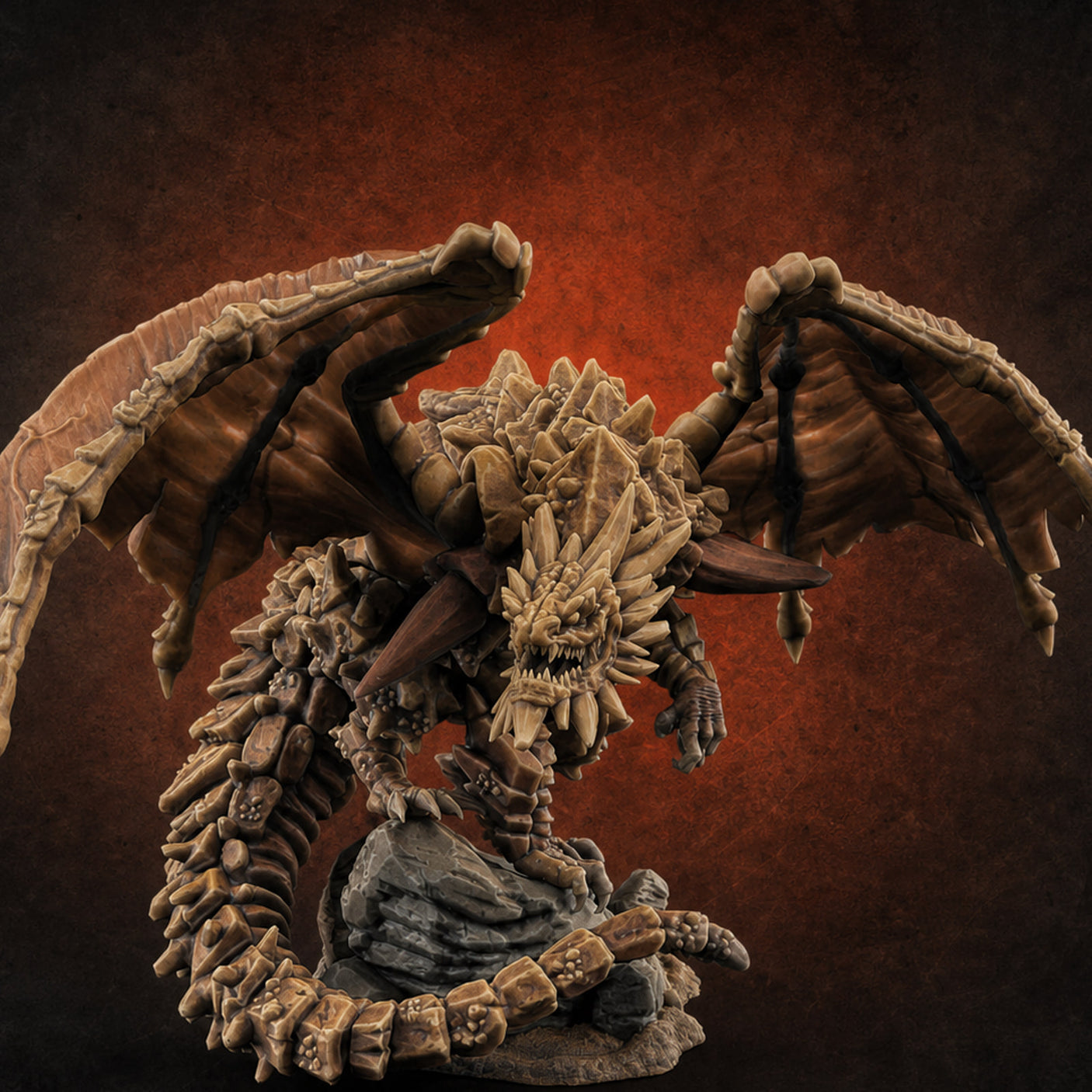Claws Splayed Wide Brown Dragon — painted concept preview (miniature supplied unpainted)
