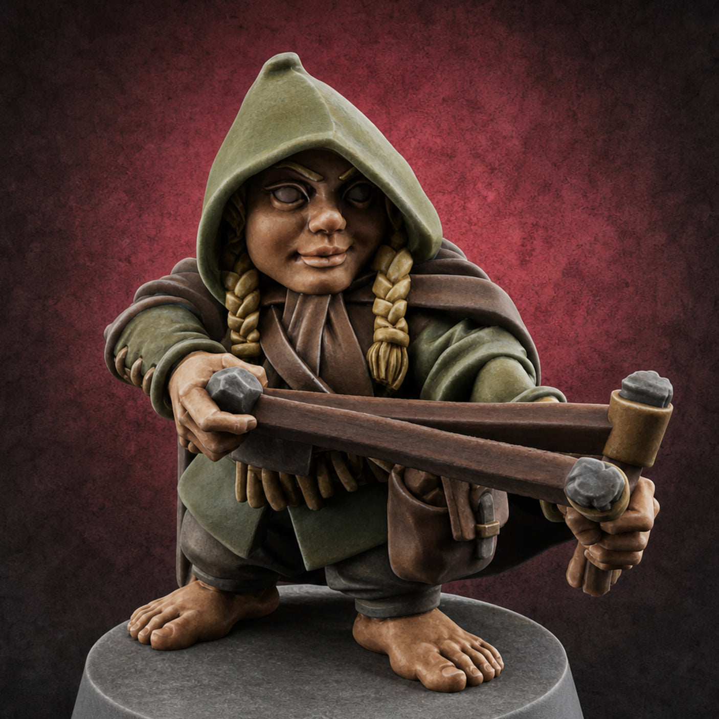 Ready To Fling Halfling Slingers B Miniature for Dungeons and Dragons, Pathfinder or other TTRPGs
