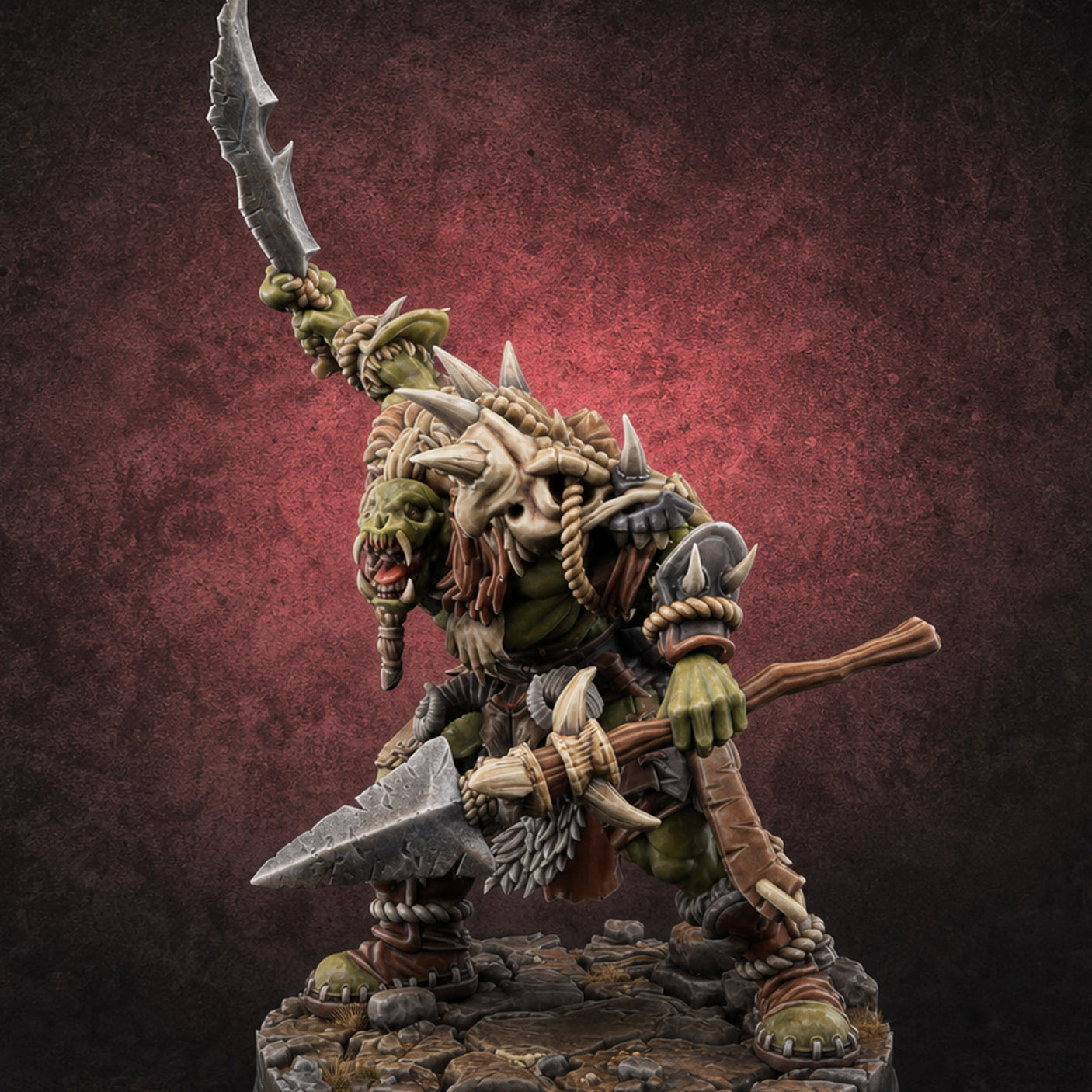 Spikes Bristling Aggressive Orc Hunters B — painted concept preview (miniature supplied unpainted)