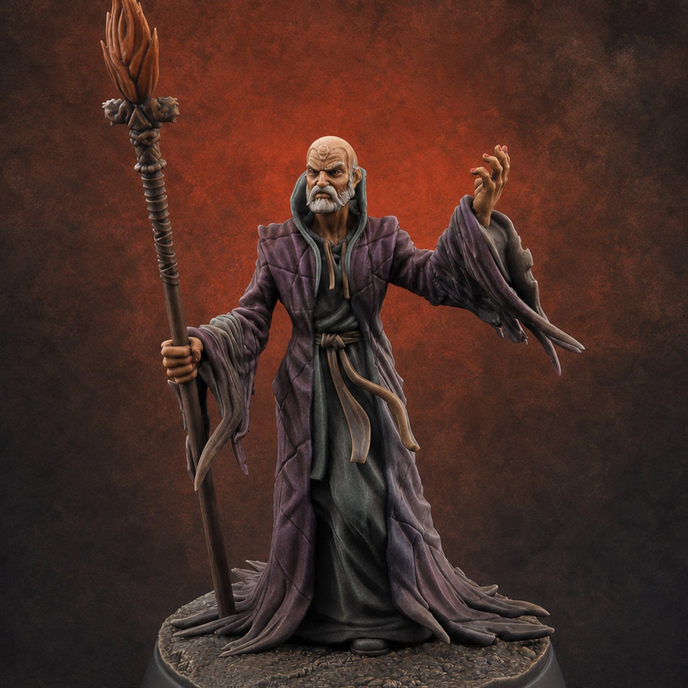 Grand Robed Human Wizard Miniature for Dungeons and Dragons, Pathfinder or other TTRPGs