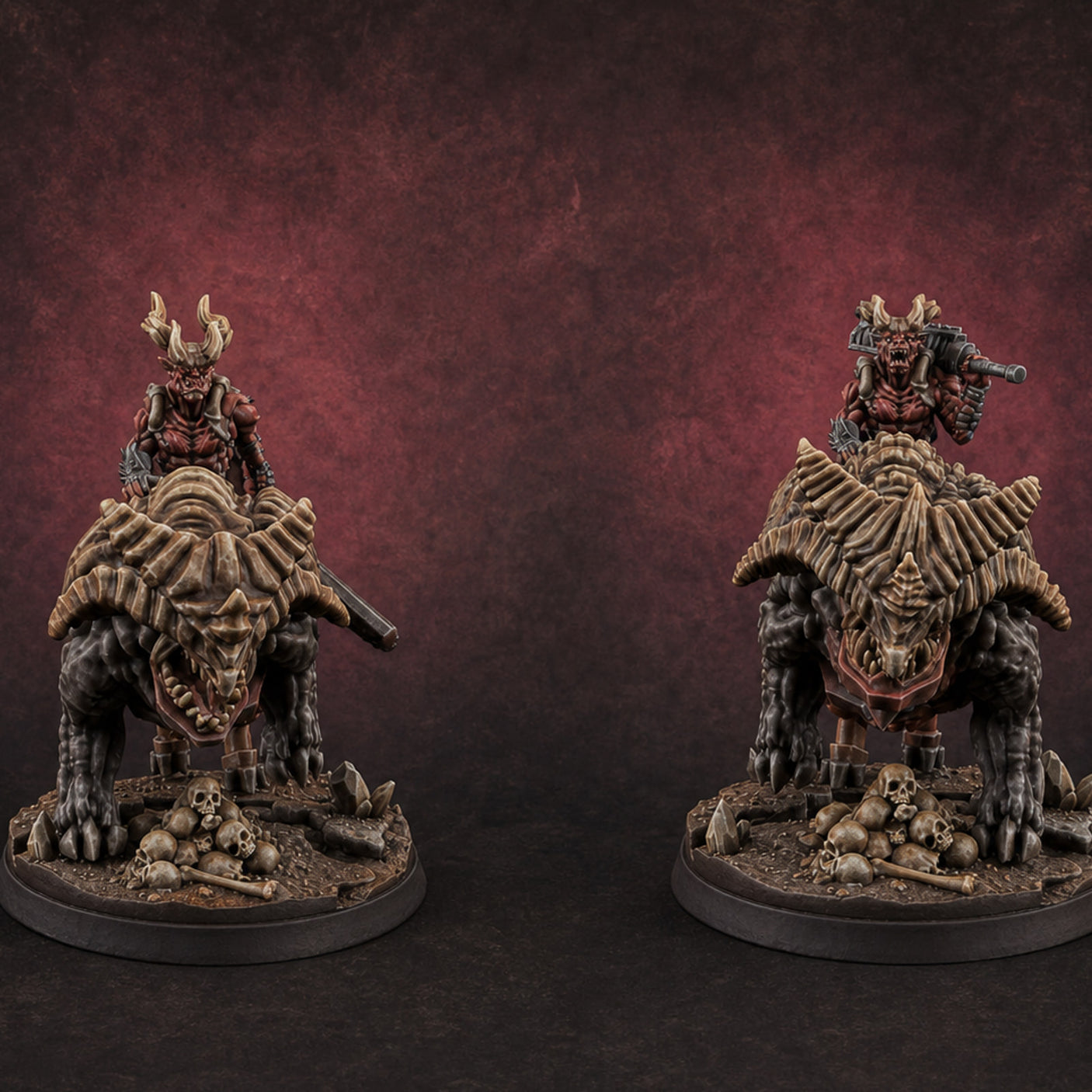 Mounted And Crowned Demon Warlord — painted concept preview (miniature supplied unpainted)