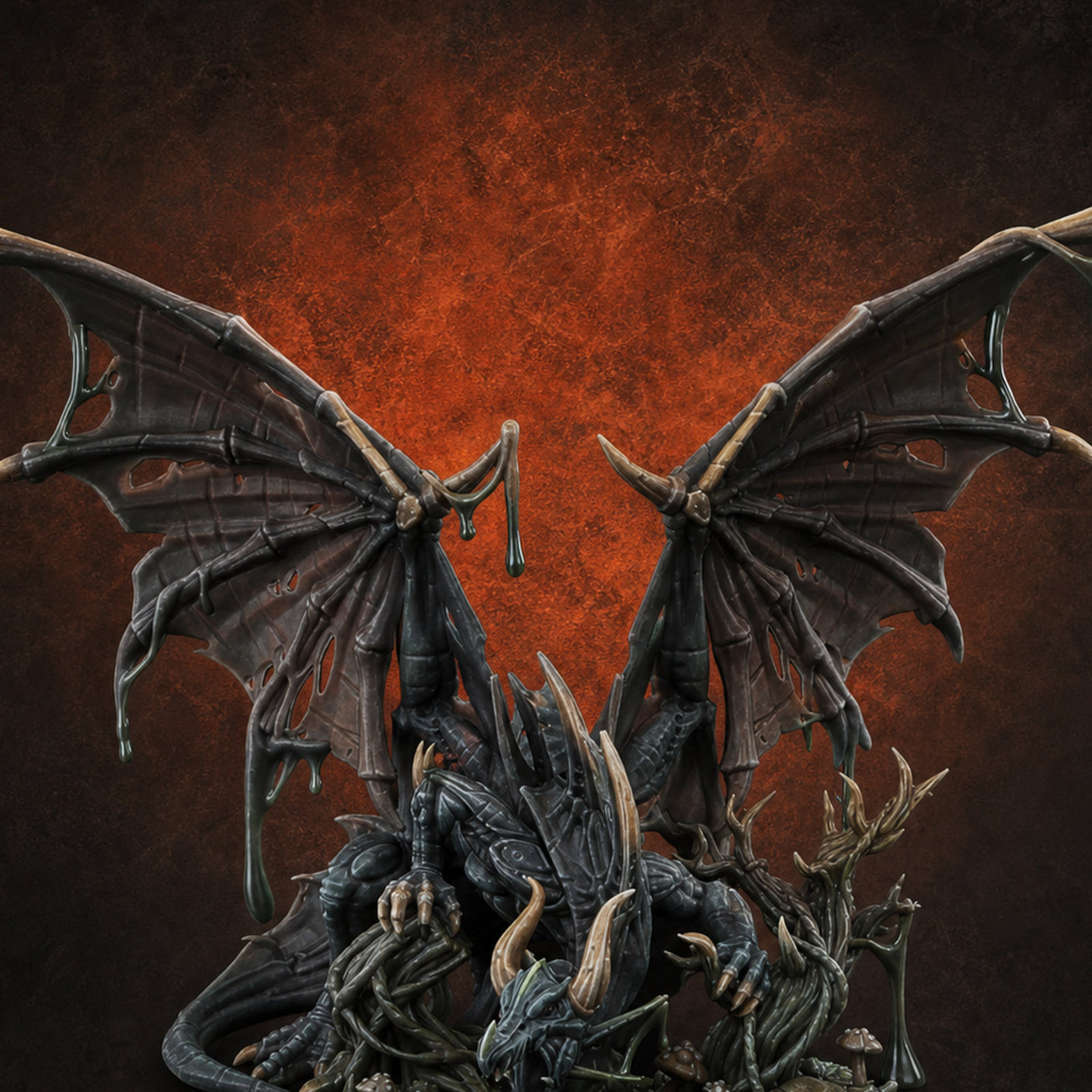Dripping And Oozing Black Dragon — painted concept preview (miniature supplied unpainted)