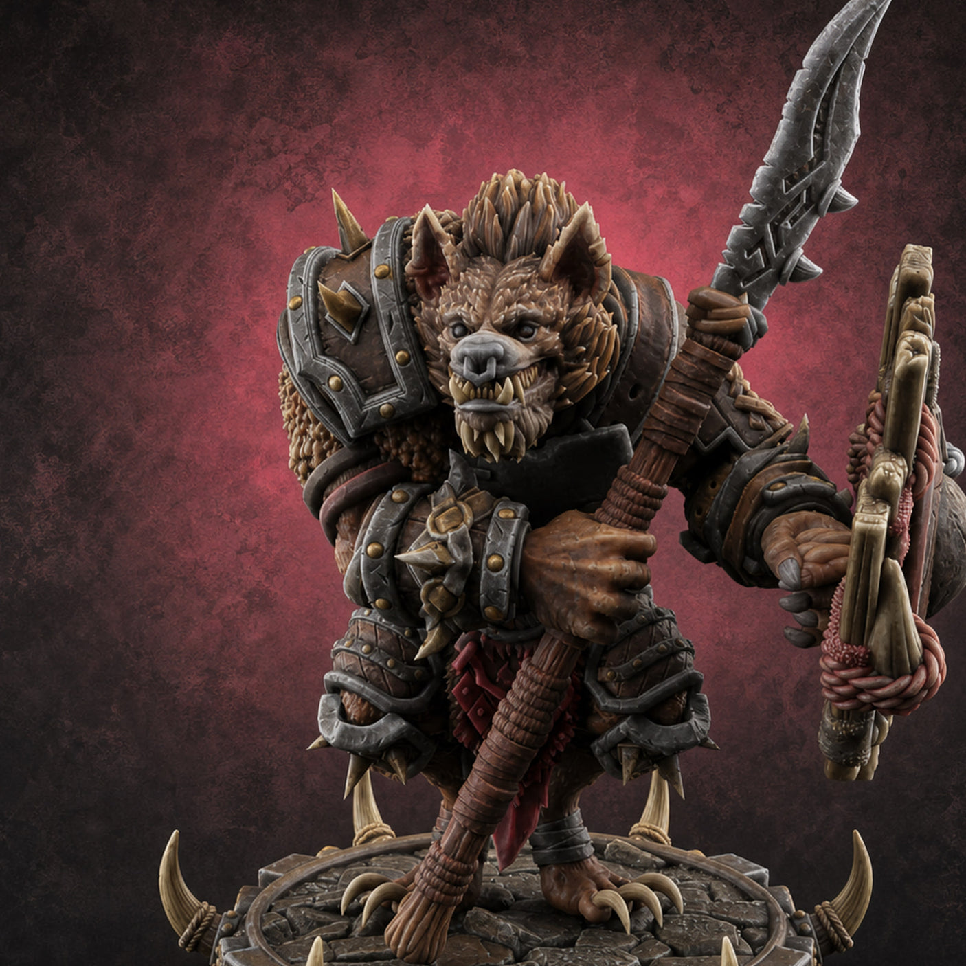 The Bloodhowl Gnolls A — painted concept preview (miniature supplied unpainted)