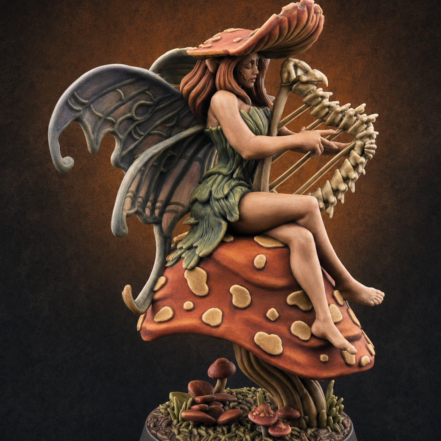 Harp Strumming Pixie Minstrels A Miniature for Dungeons and Dragons, Pathfinder or other TTRPGs