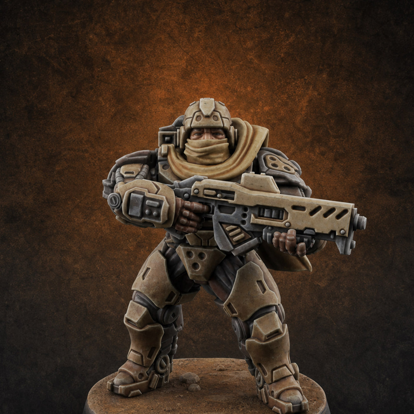 Heavy Armoured Desert Trooper B Miniature for Dungeons and Dragons, Pathfinder or other TTRPGs