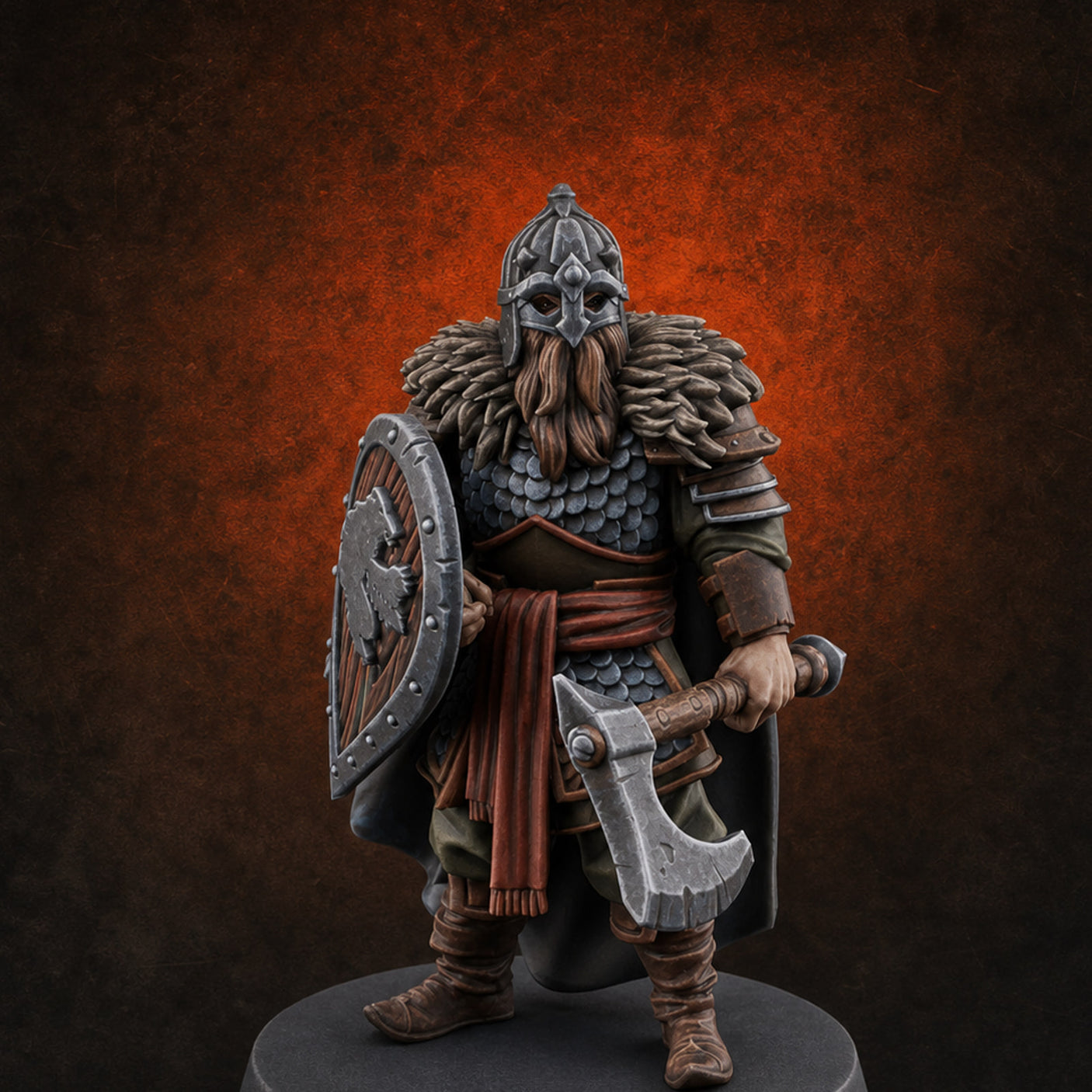 Scale-Clad Axe-Wielding Northern Warrior B Miniature for Dungeons and Dragons, Pathfinder or other TTRPGs