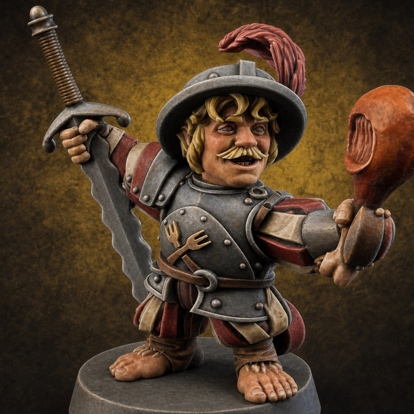 Swinging Low Halfling Greatsword Unit A Miniature for Dungeons and Dragons, Pathfinder or other TTRPGs