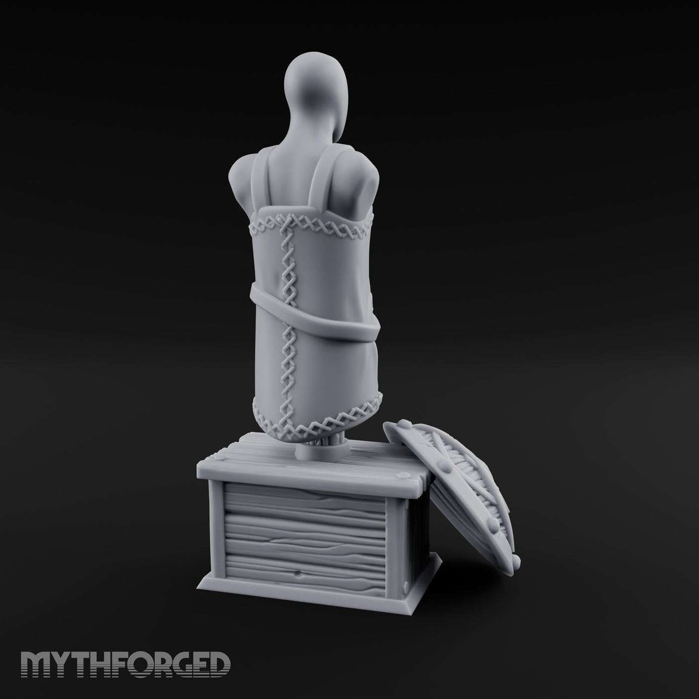 Apron-Draped Shield-Leaned Tailor's Mannequin Display Stand gallery 5