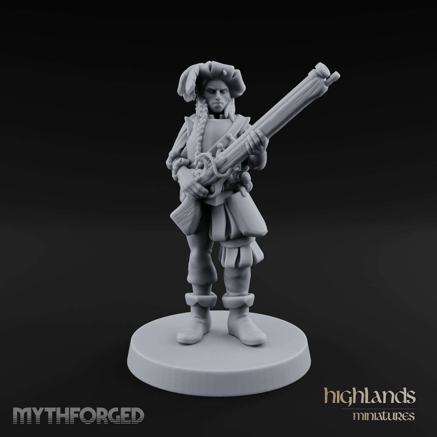 Musket Shouldered Dapper Human Musketeer Miniature for Dungeons and Dragons, Pathfinder or other TTRPGs