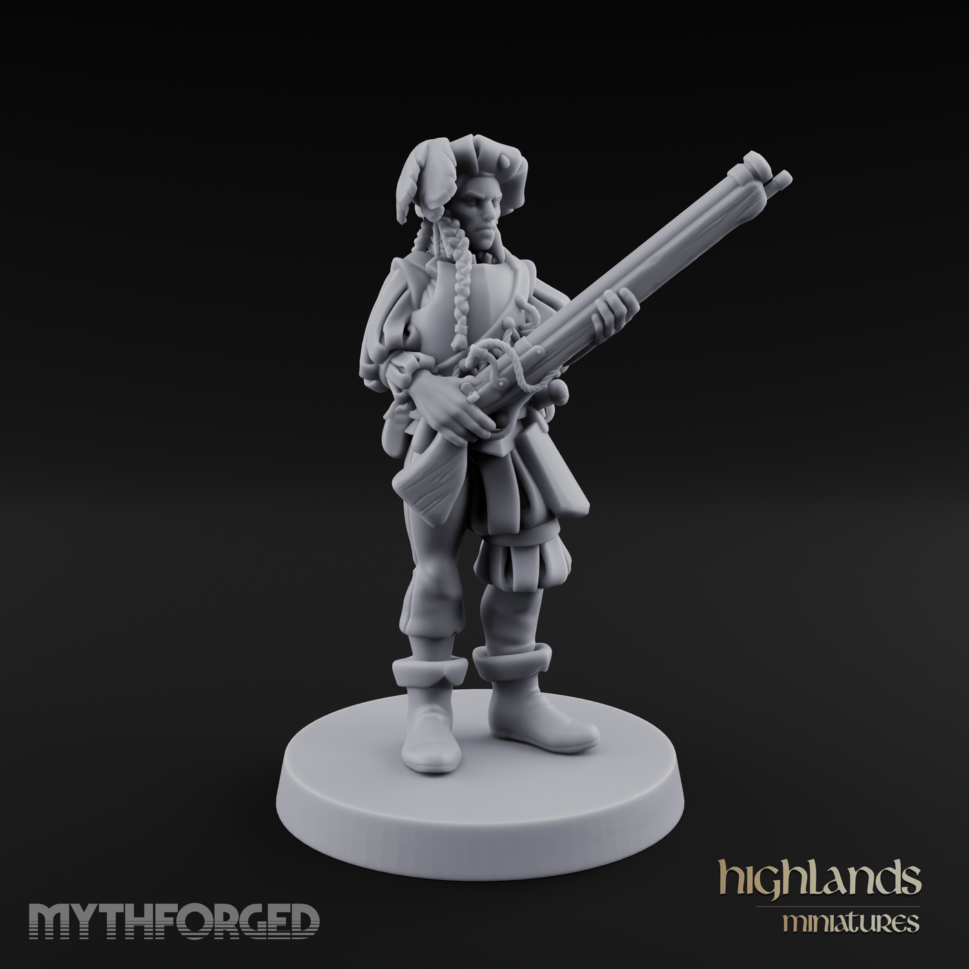 Musket Shouldered Dapper Human Musketeer Miniature for Dungeons and Dragons, Pathfinder or other TTRPGs