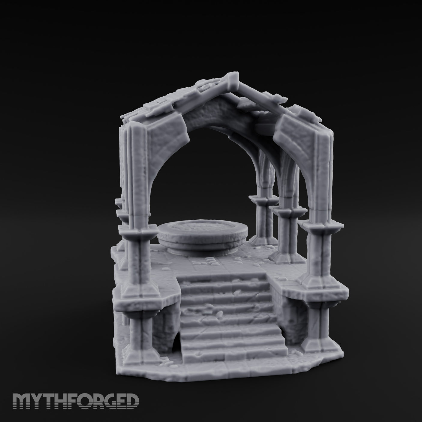 Arch-Framed Stair-Risen Shrine Altar Ruins Miniature for Dungeons and Dragons, Pathfinder or other TTRPGs