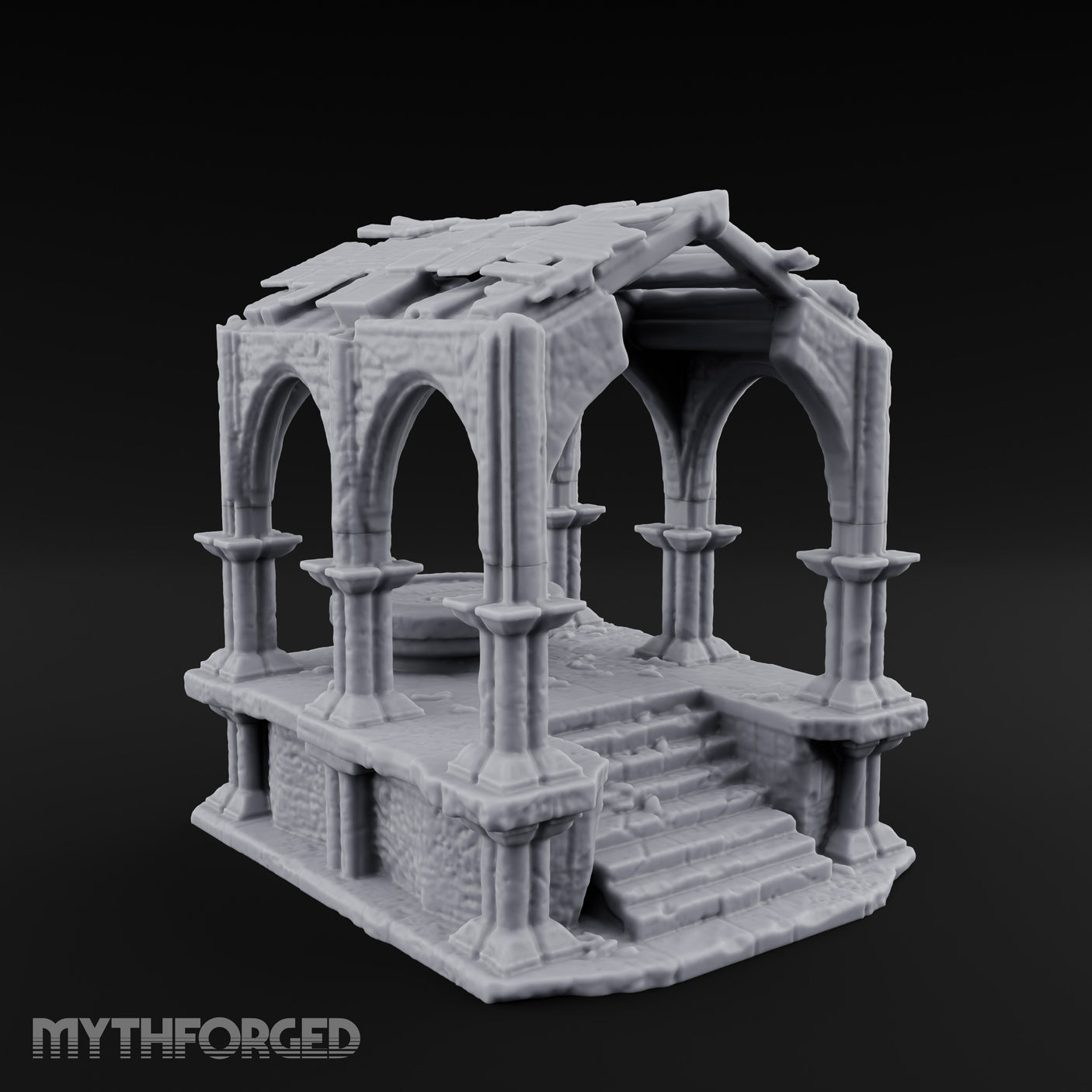 Arch-Framed Stair-Risen Shrine Altar Ruins Miniature for Dungeons and Dragons, Pathfinder or other TTRPGs