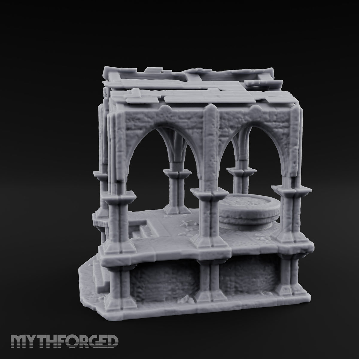Arch-Framed Stair-Risen Shrine Altar Ruins Miniature for Dungeons and Dragons, Pathfinder or other TTRPGs