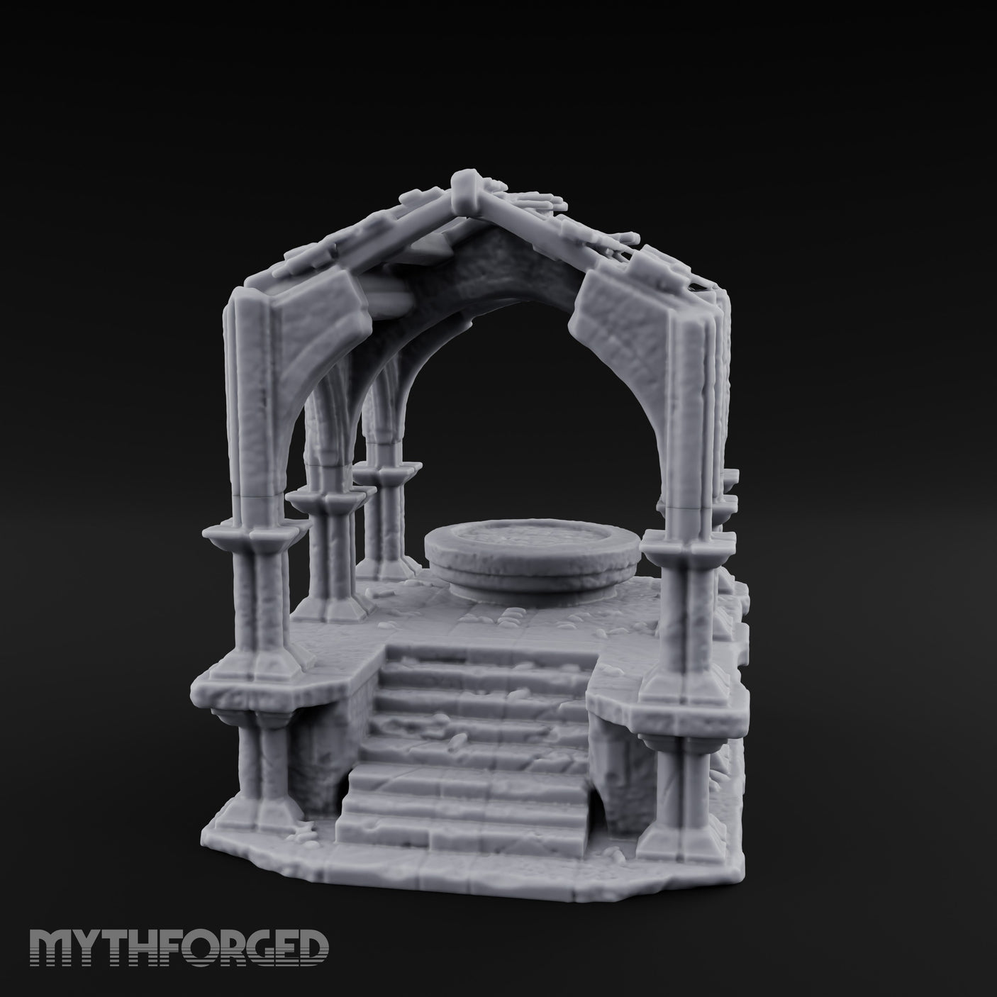 Arch-Framed Stair-Risen Shrine Altar Ruins Miniature for Dungeons and Dragons, Pathfinder or other TTRPGs