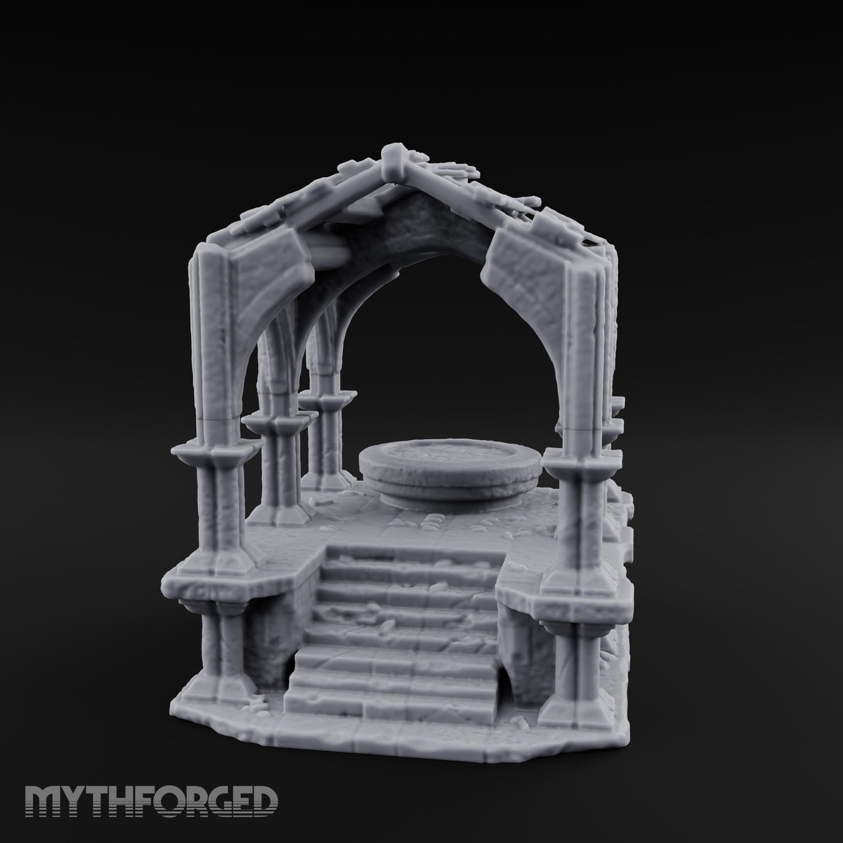 Arch-Framed Stair-Risen Shrine Altar Ruins Miniature for Dungeons and Dragons, Pathfinder or other TTRPGs