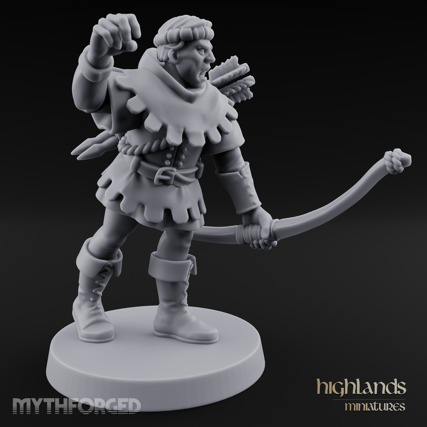 Miffed Human Archer Miniature for Dungeons and Dragons, Pathfinder or other TTRPGs