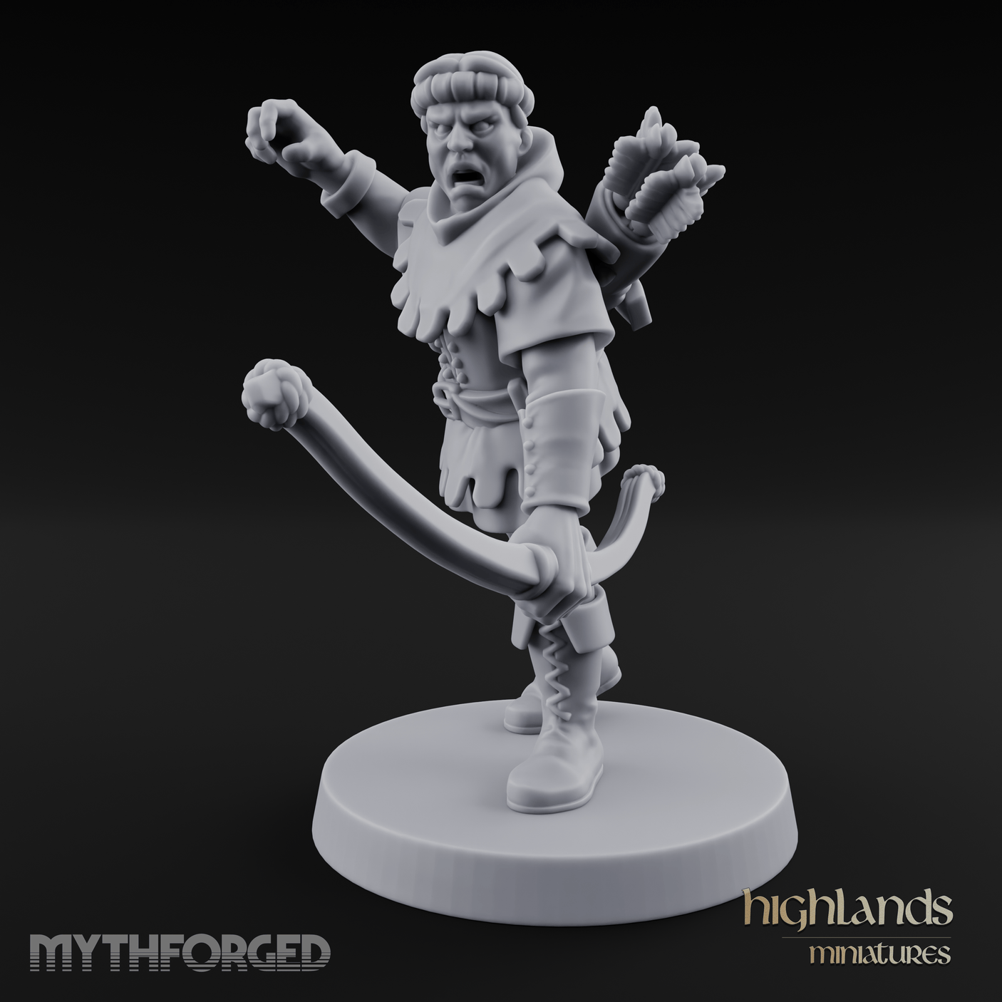 Miffed Human Archer Miniature for Dungeons and Dragons, Pathfinder or other TTRPGs