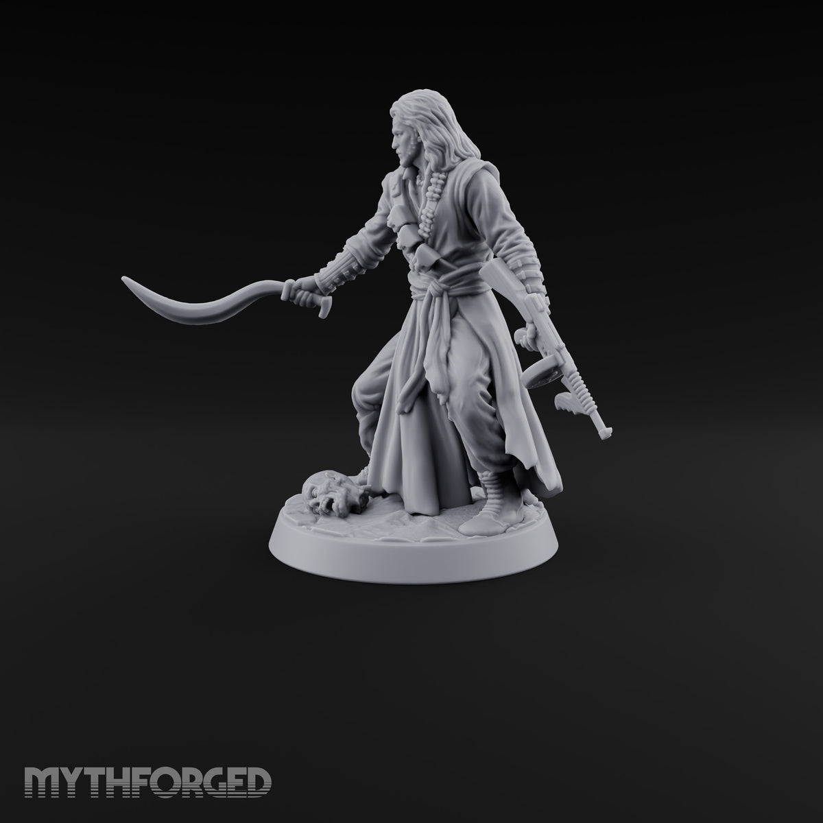 Blade and Barrel Human Gunslinger Miniature for Dungeons and Dragons, Pathfinder or other TTRPGs