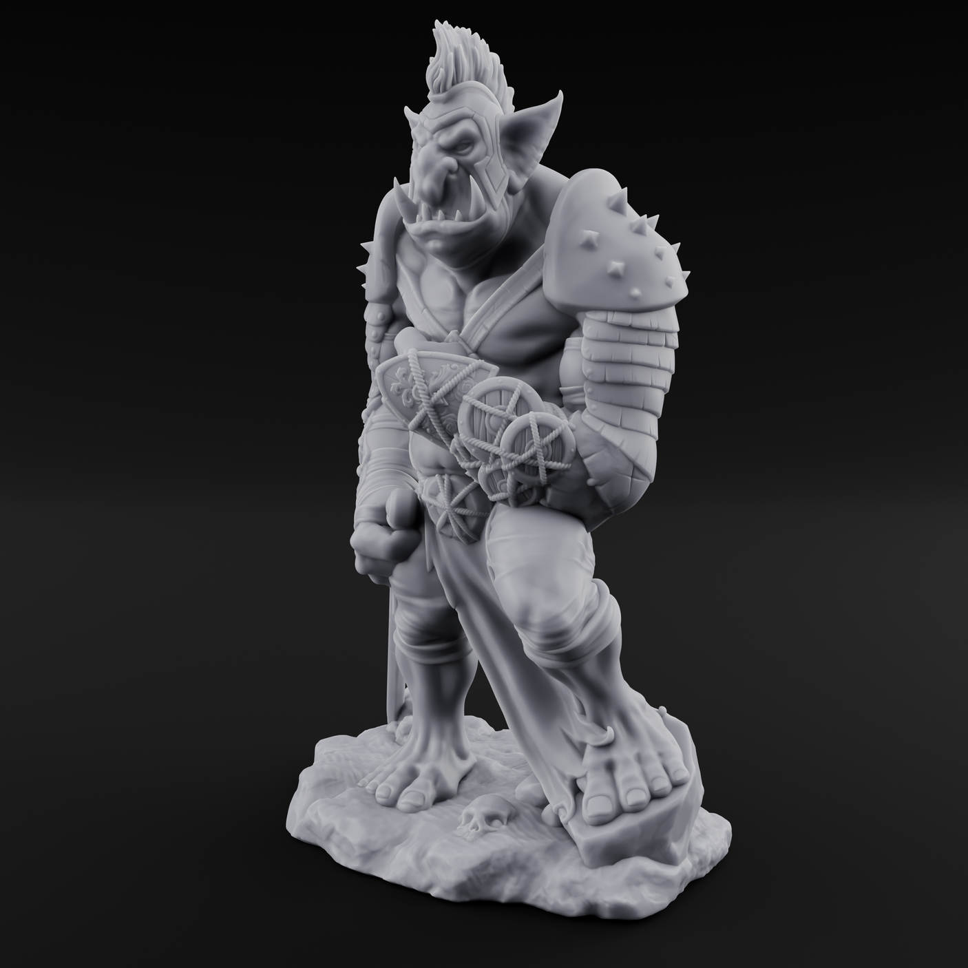 Skull Stomping Troll Gladiator Miniature for Dungeons and Dragons, Pathfinder or other TTRPGs